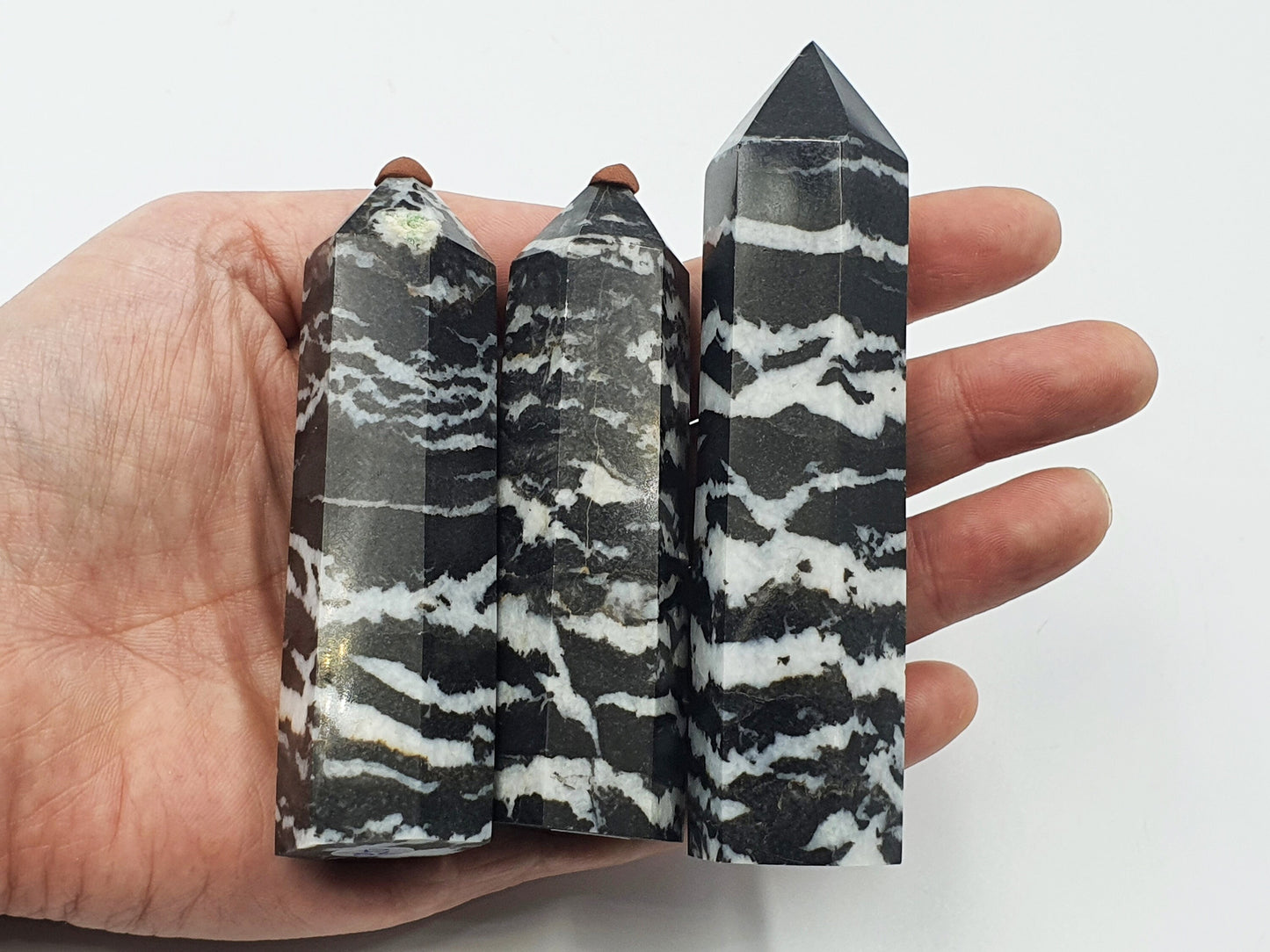 Zebra Jasper Tower - Three Available - 8.7 to 10.6 cm tall.
