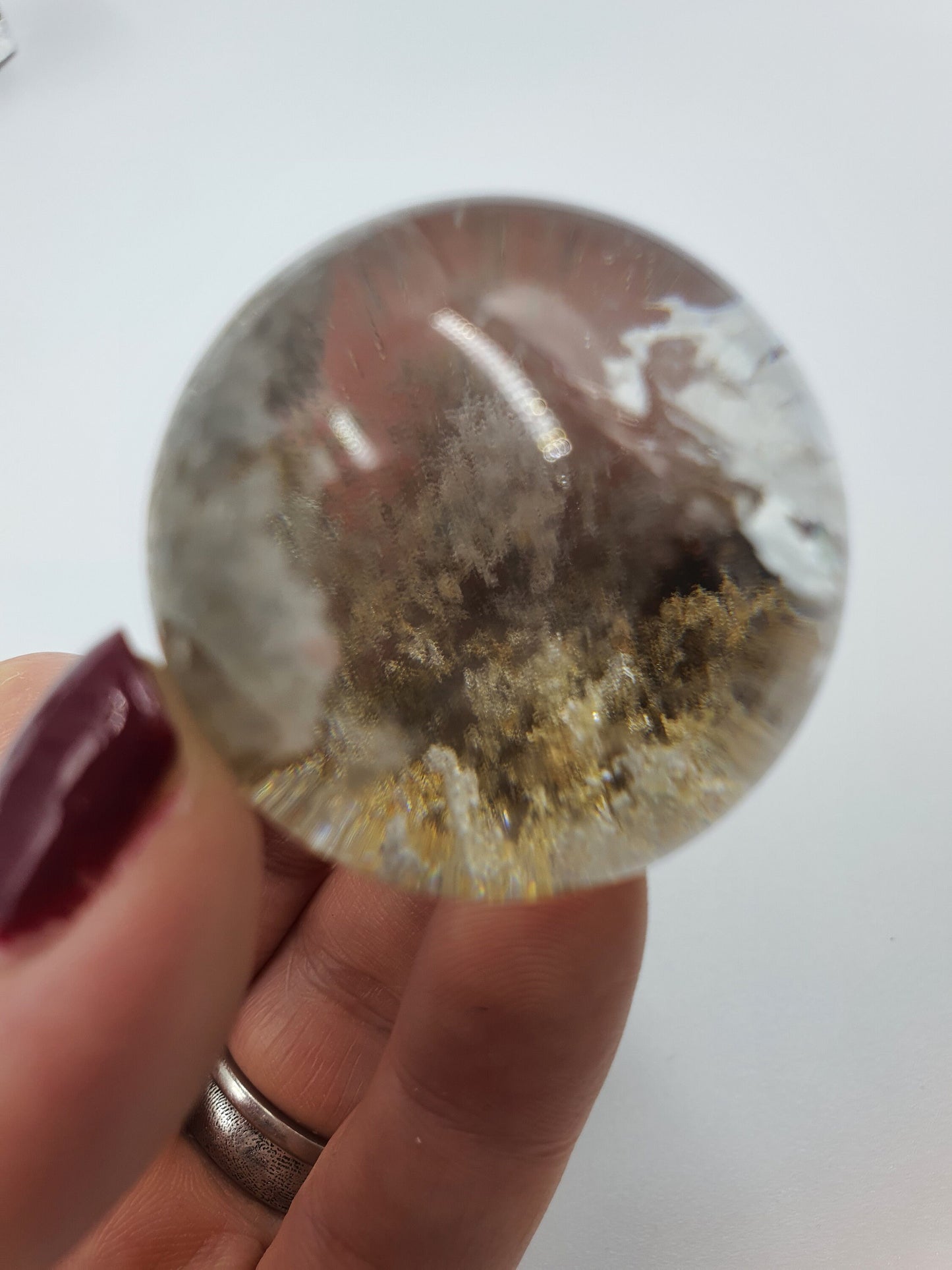 Garden Quartz Crystal Sphere/Lodolite Quartz Gemstone Ball - 33mm