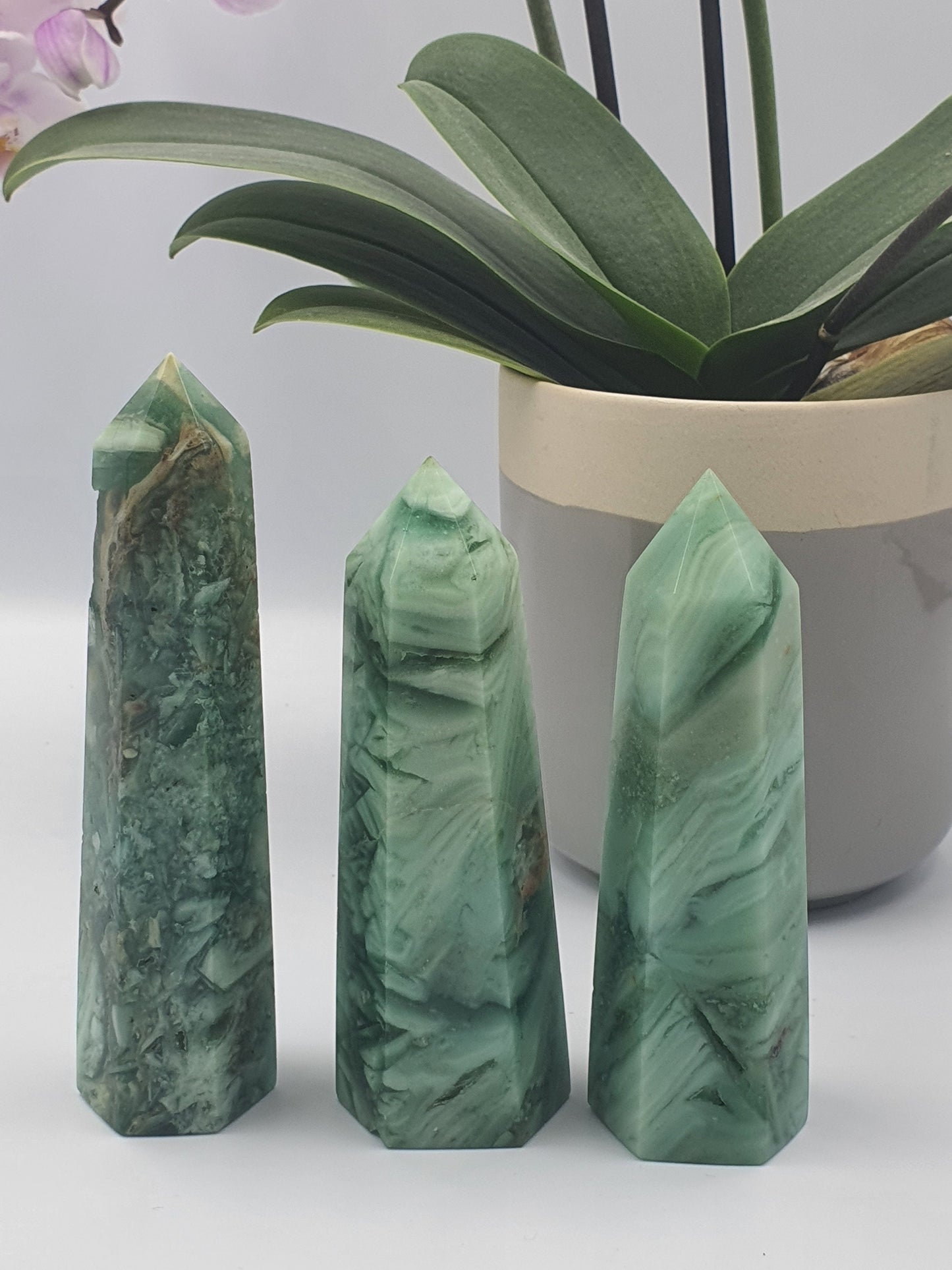 Green Opalised Fluorite Tower