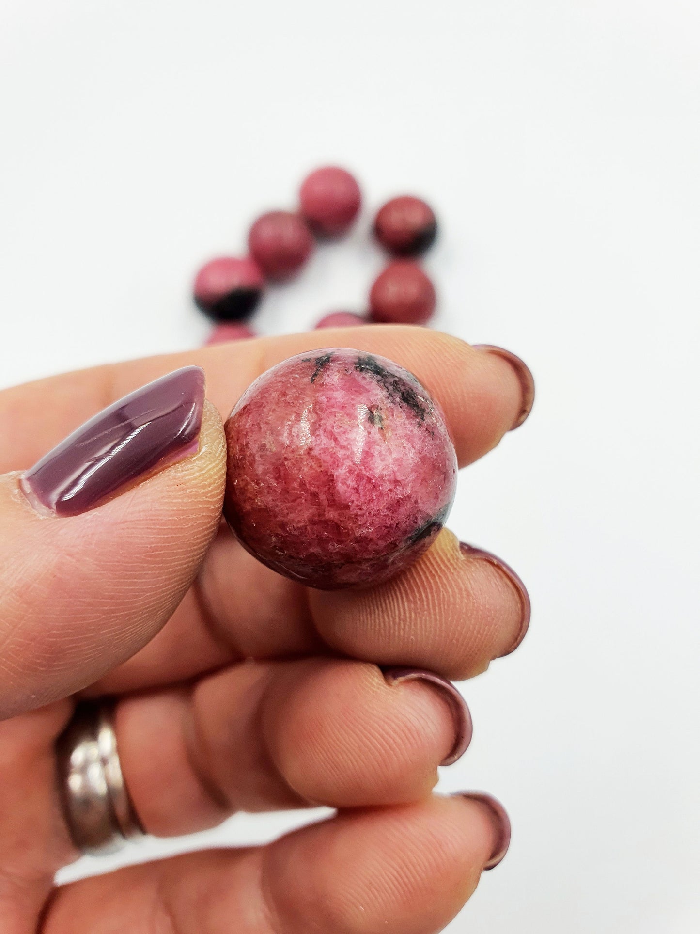 A Grade Rhodonite Crystal Mini Sphere - approx 20mm