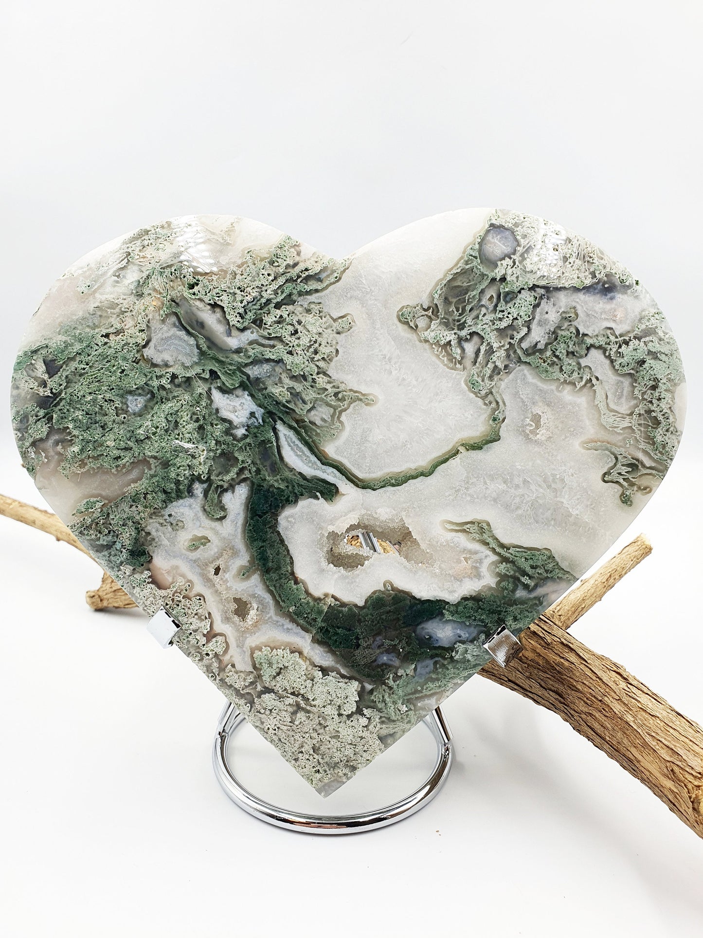 Huge Moss Agate Drusy Crystal Heart - 1.4kg
