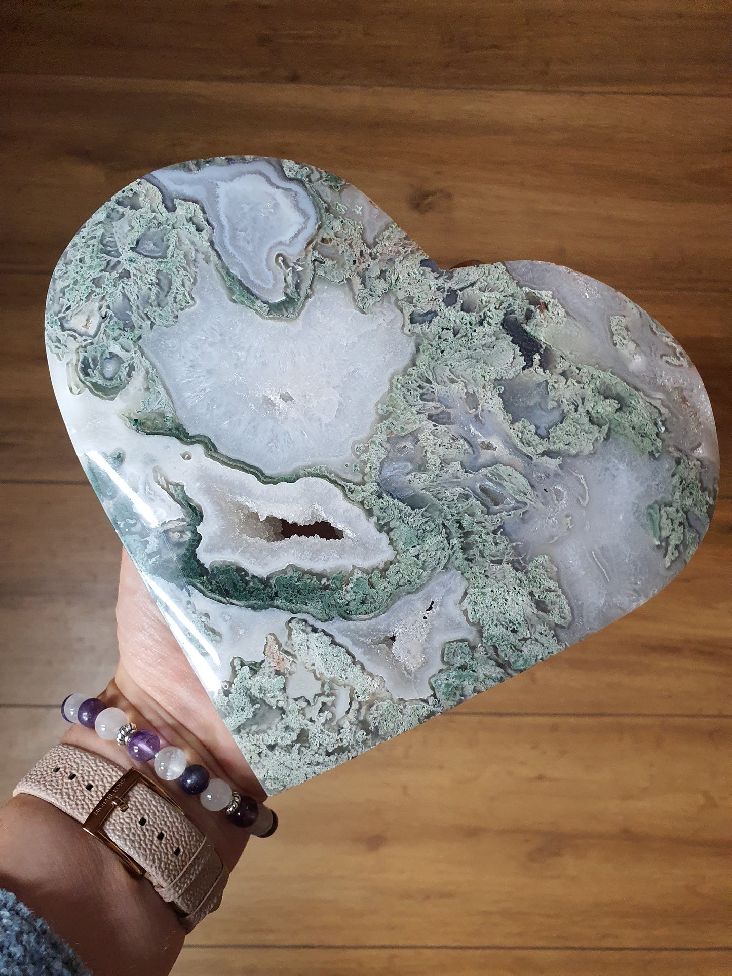 Huge Moss Agate Drusy Crystal Heart - 1.4kg