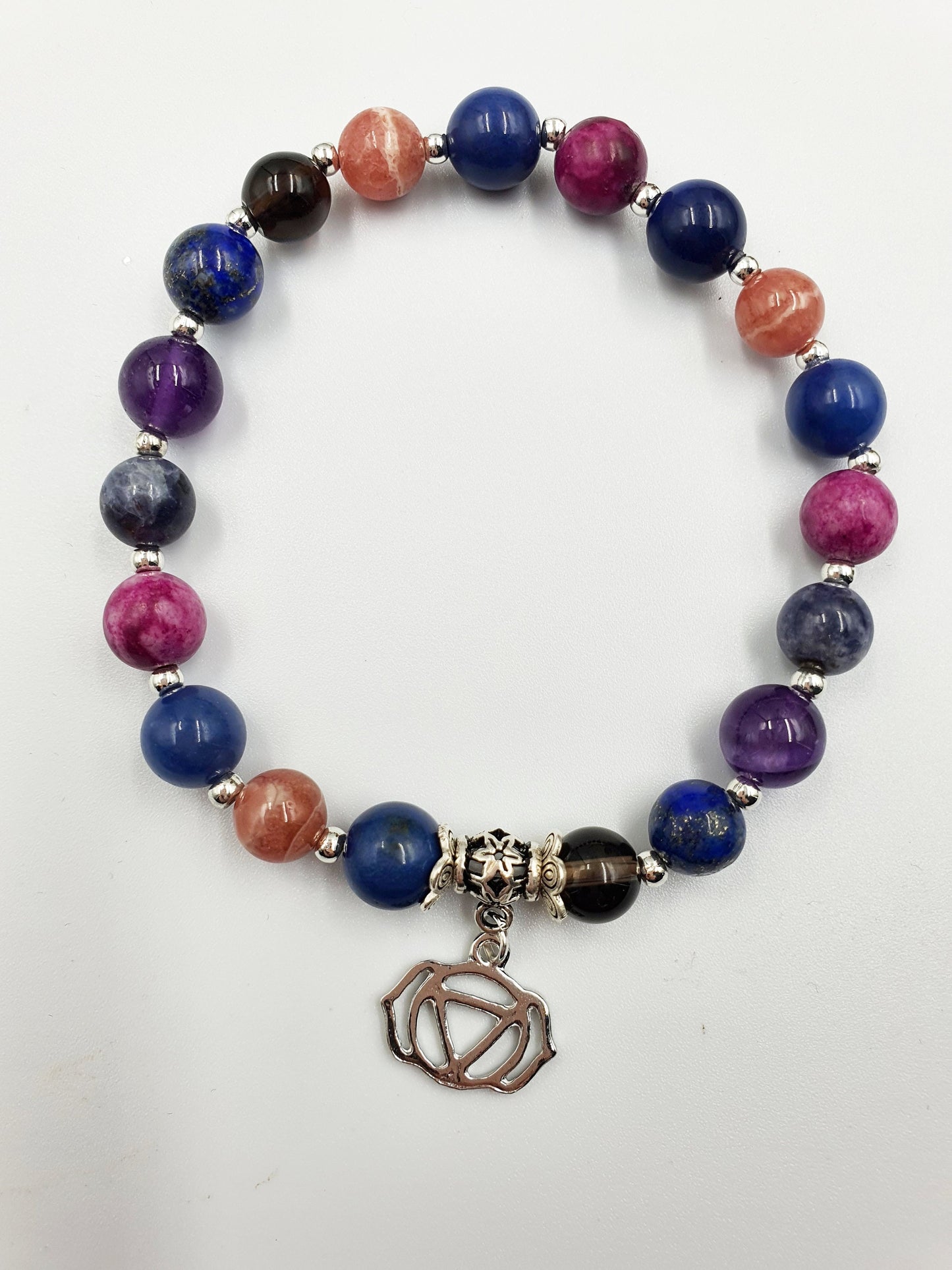 Migraine/Headache Support Crystal Healing Bracelet with Chakra Charm