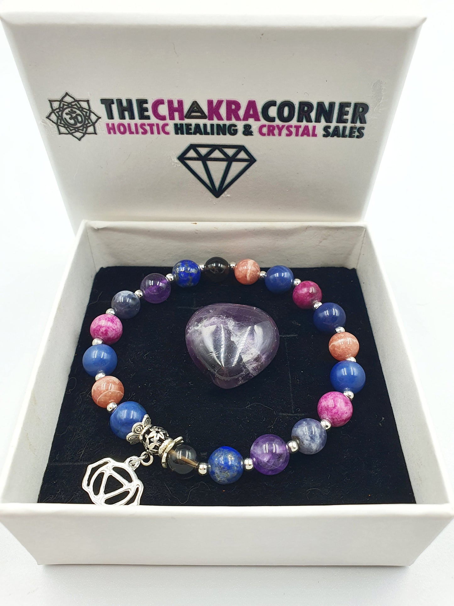 Migraine/Headache Support Crystal Healing Bracelet with Chakra Charm