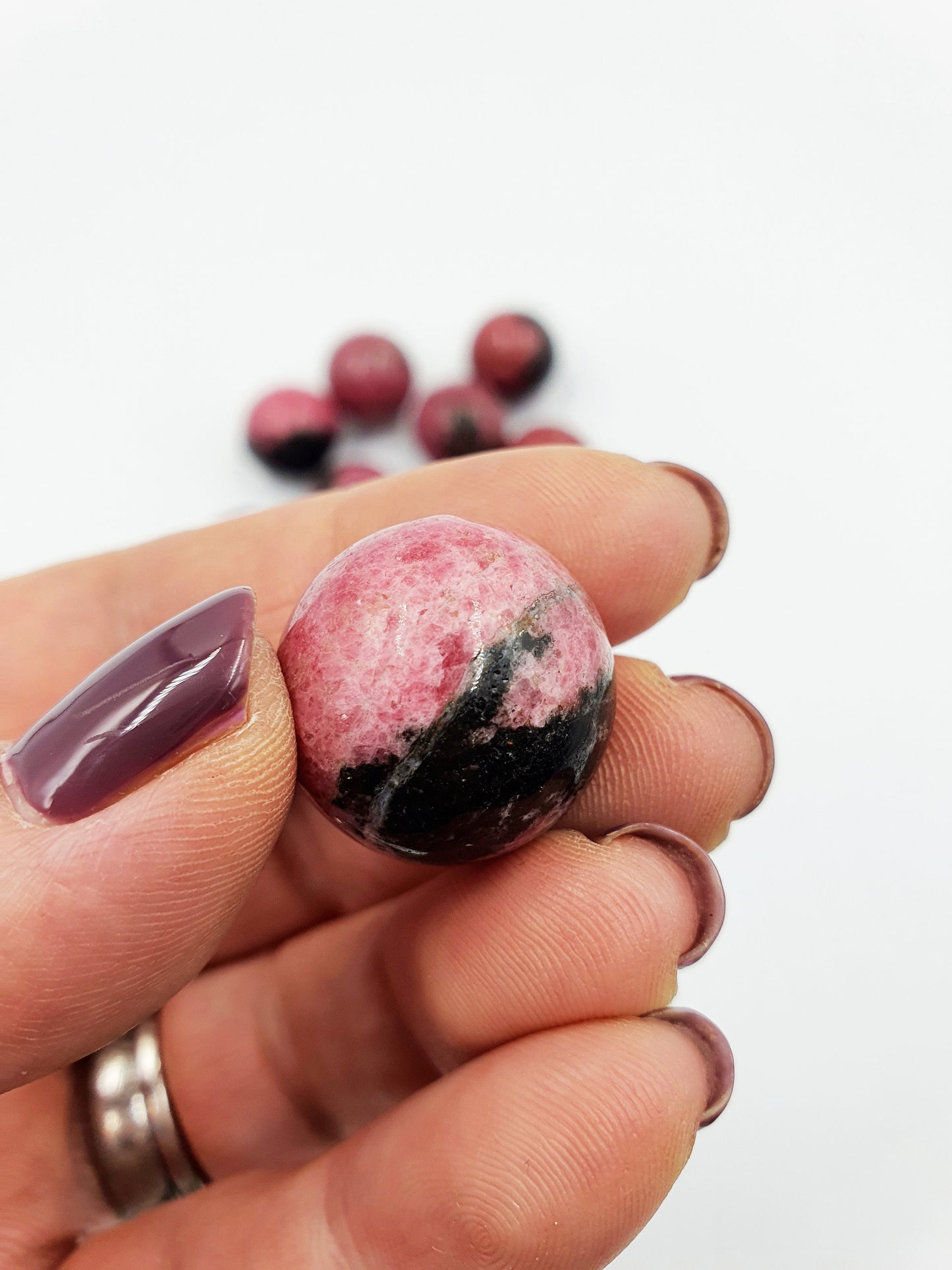 A Grade Rhodonite Crystal Mini Sphere - approx 20mm