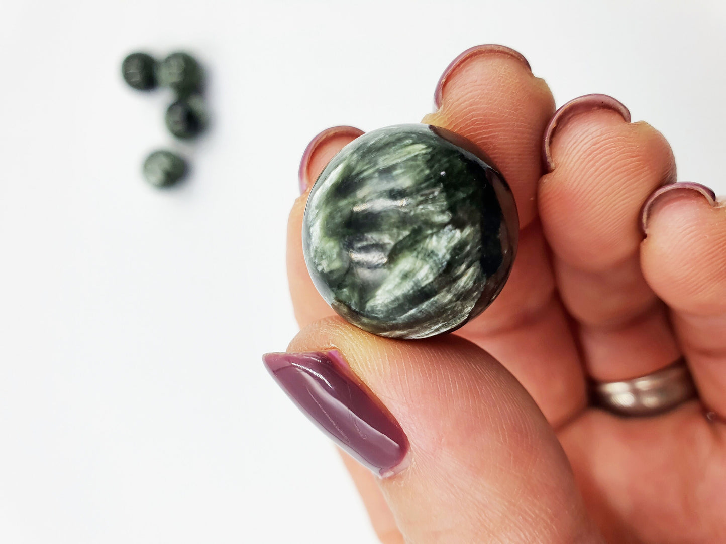 A Grade flashy Seraphinite Crystal Mini Sphere - approx 20mm