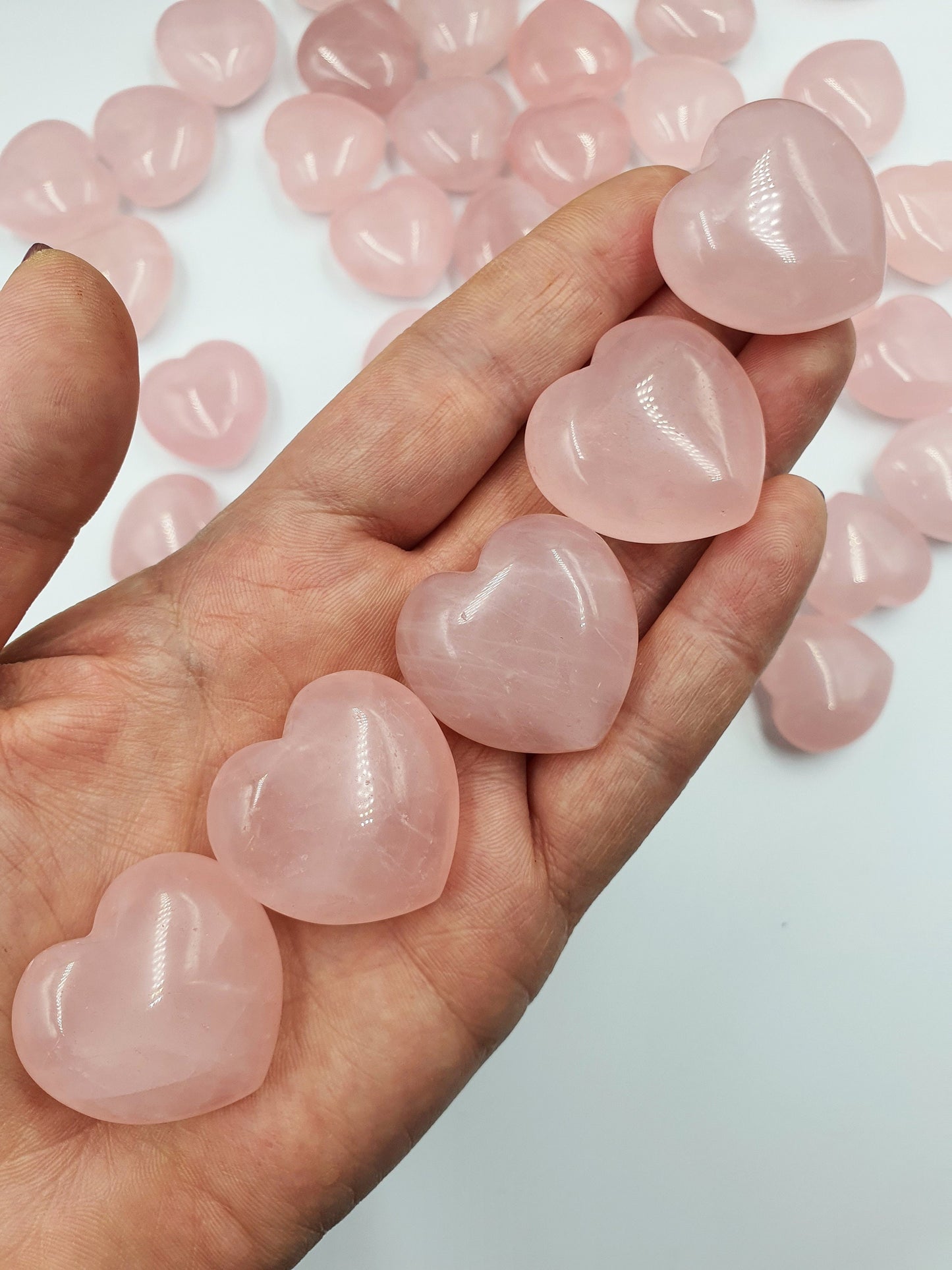 Rose Quartz Puff Heart - 30mm