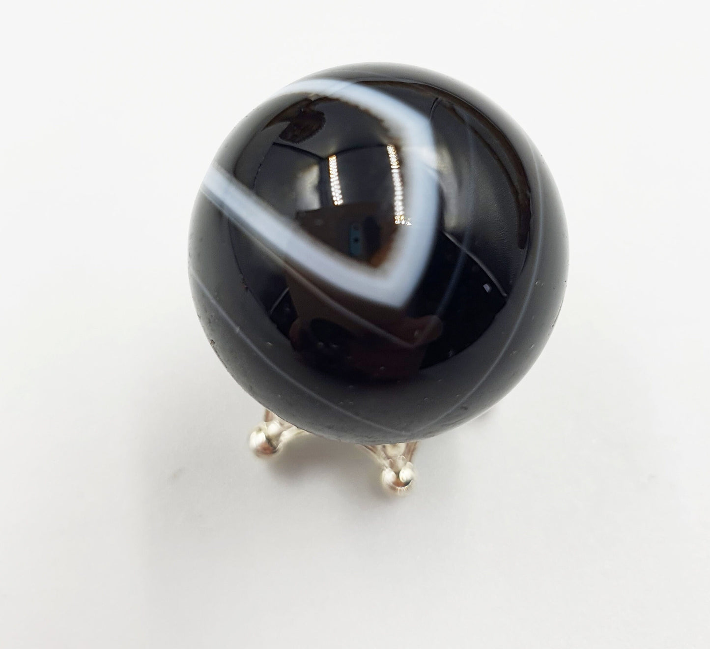 Black Banded Agate Mini Crystal Sphere - approx 20mm