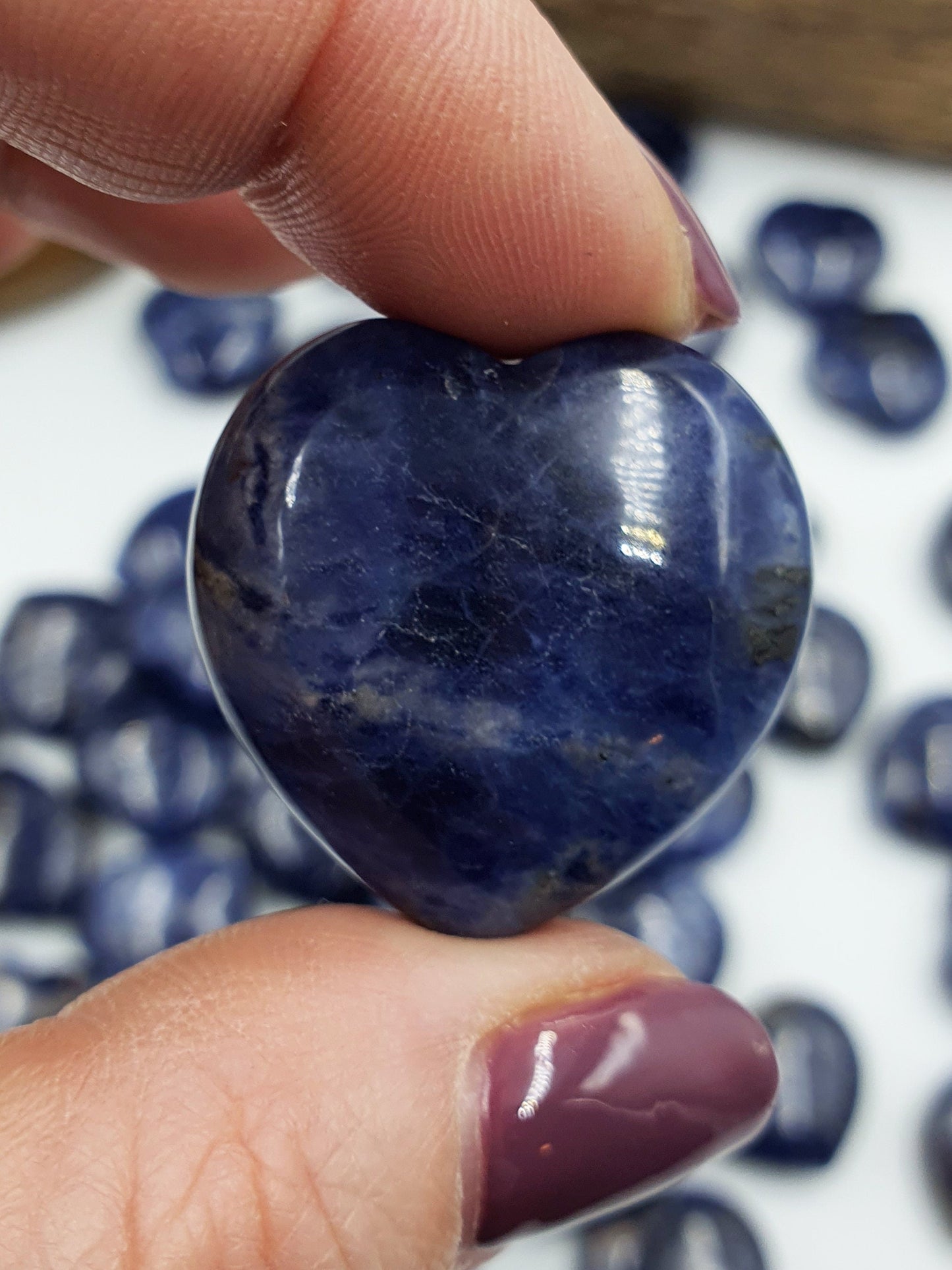 Sodalite Puff Heart - 30mm