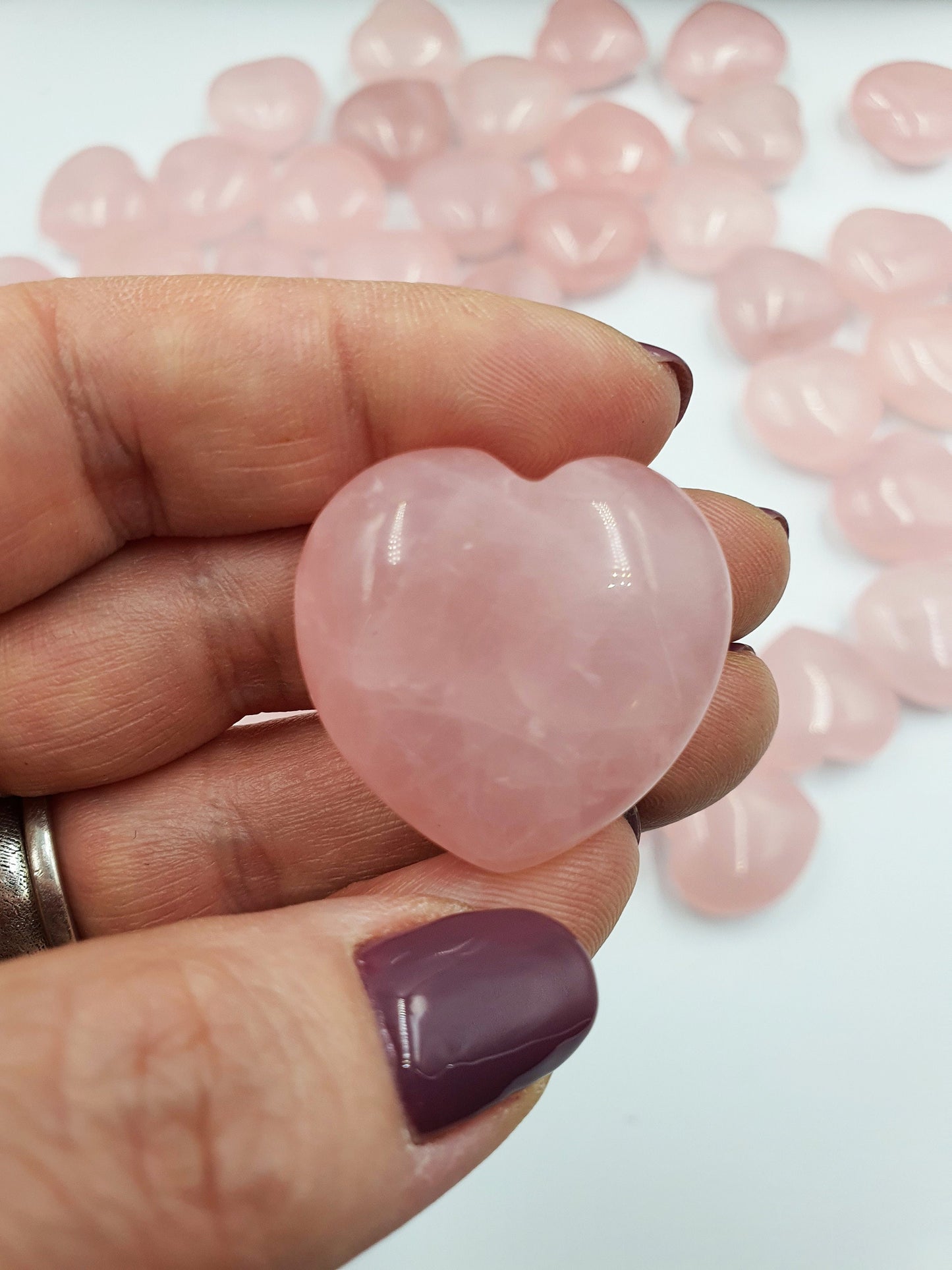 Rose Quartz Puff Heart - 30mm