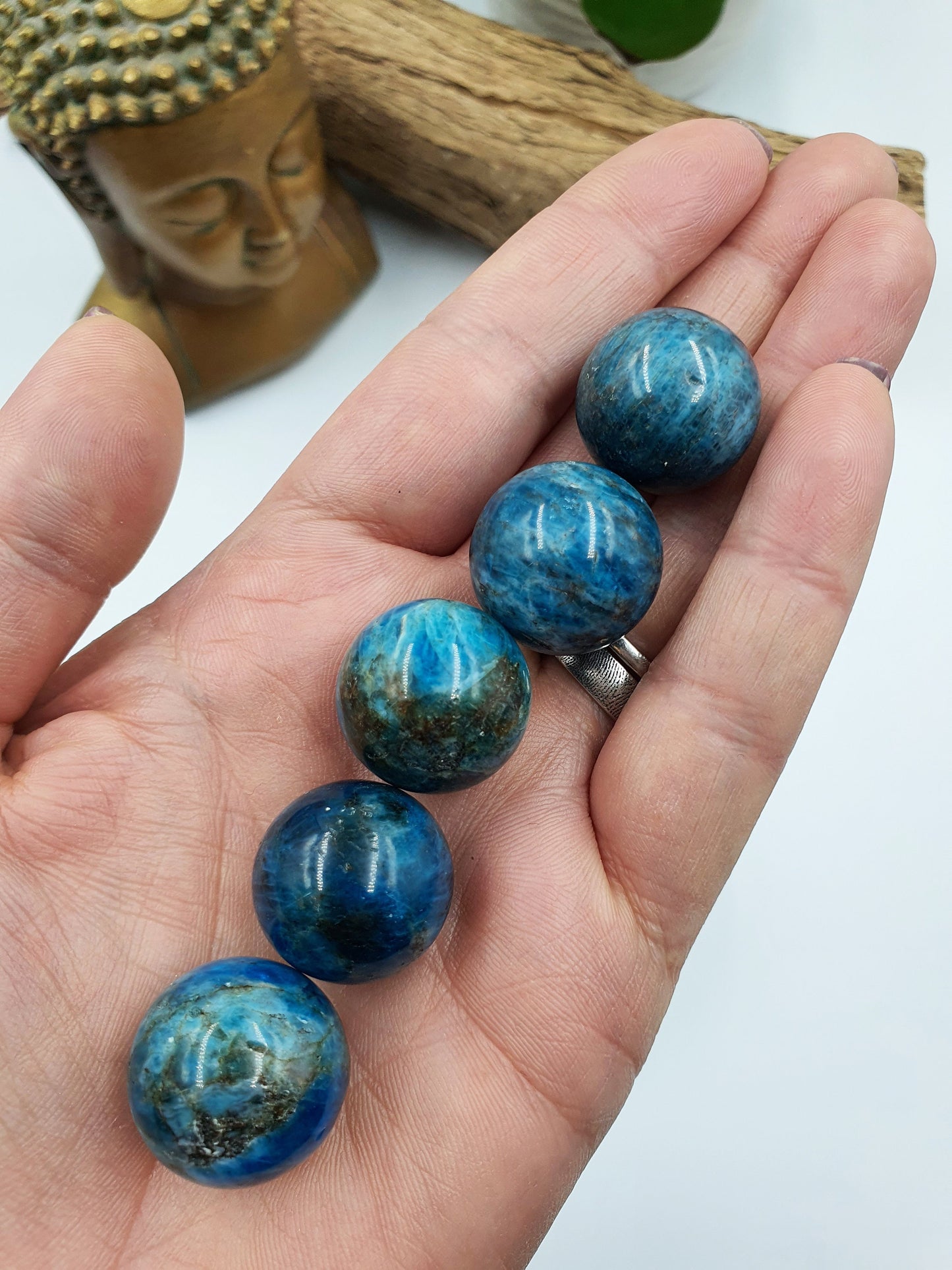Flashy Blue Apatite Mini Crystal Sphere