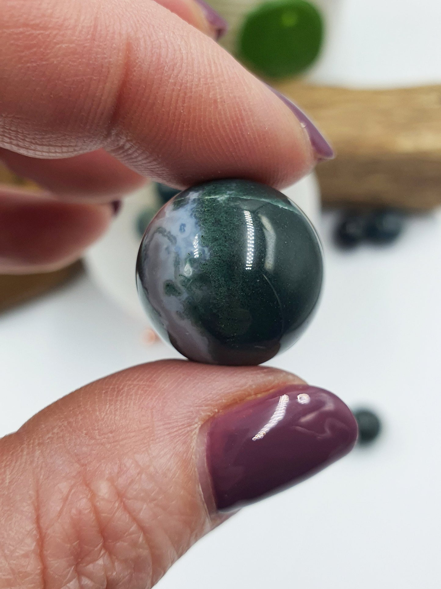 Moss Agate Crystal Mini Sphere - 20mm