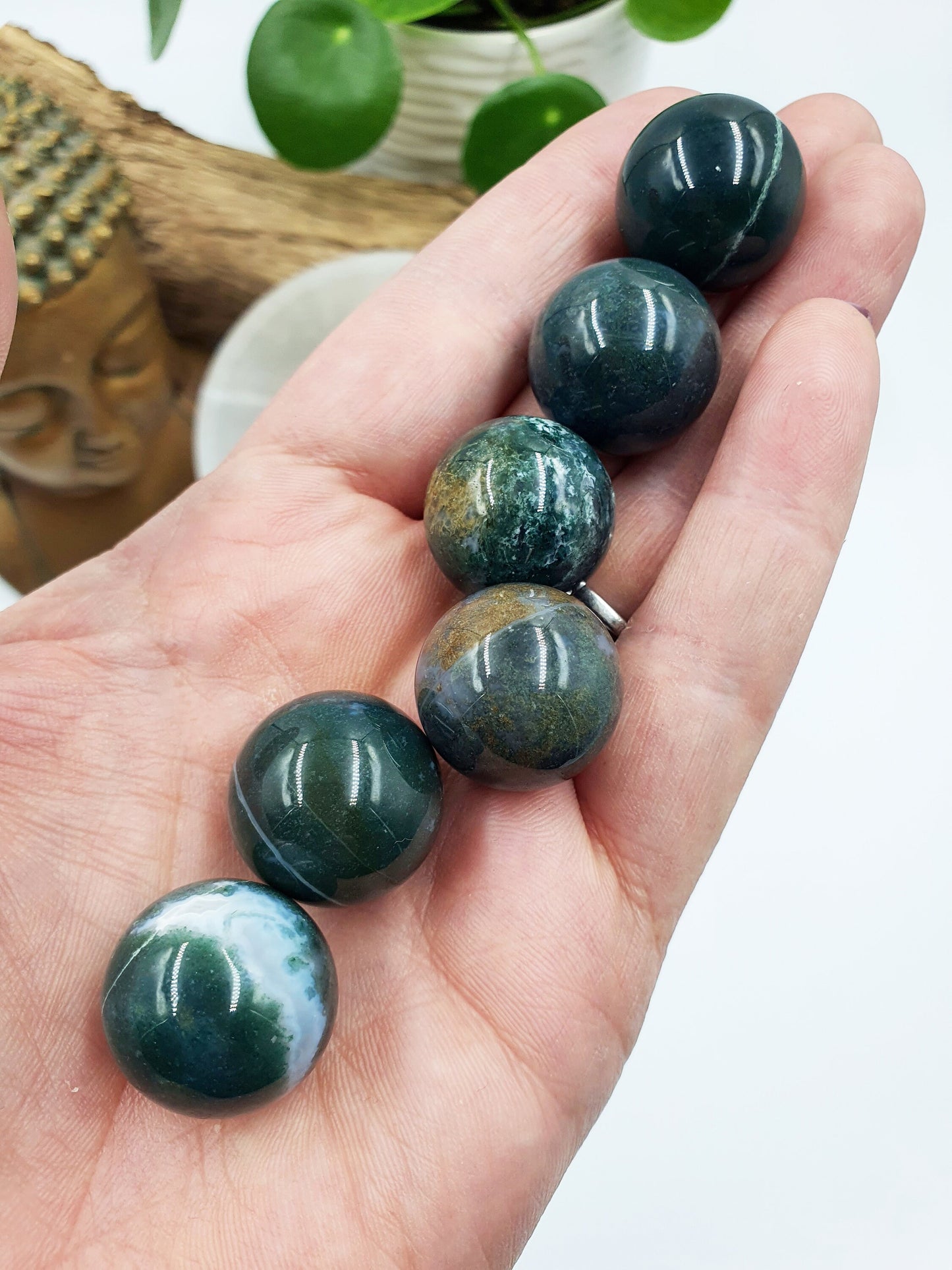 Moss Agate Crystal Mini Sphere - 20mm