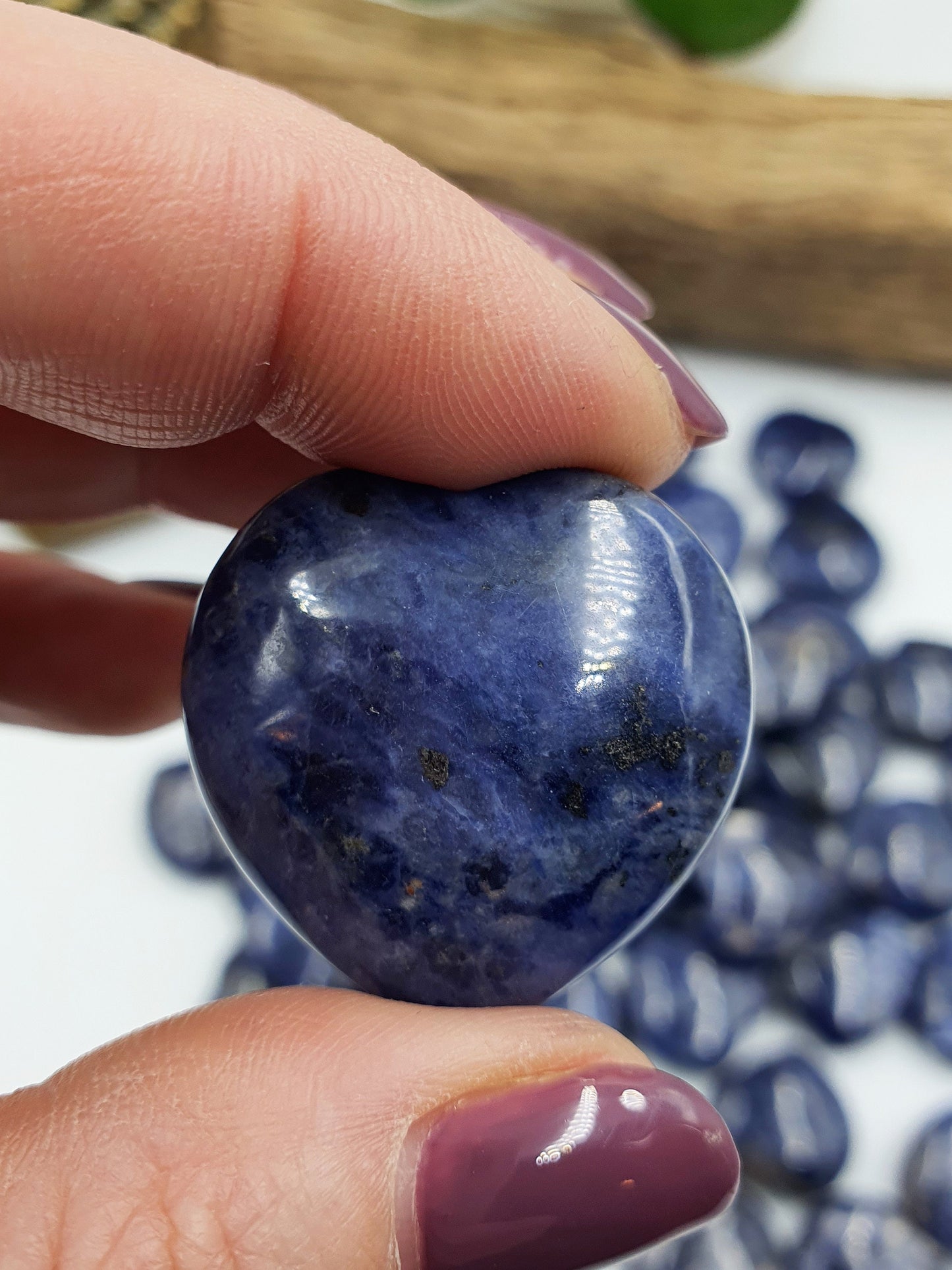 Sodalite Puff Heart - 30mm