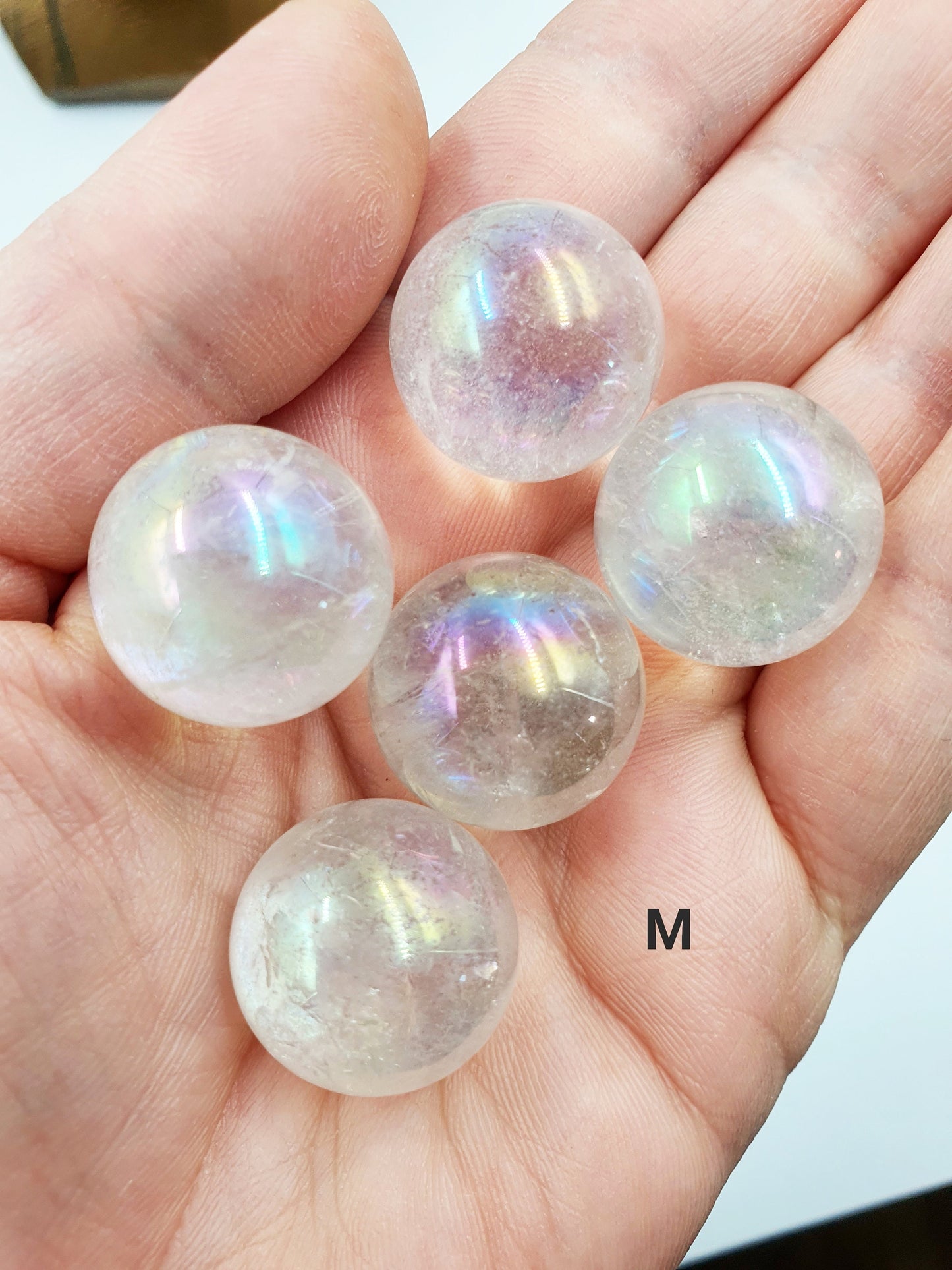 Aura Clear Quartz Crystal Mini Sphere - Various Sizes Available