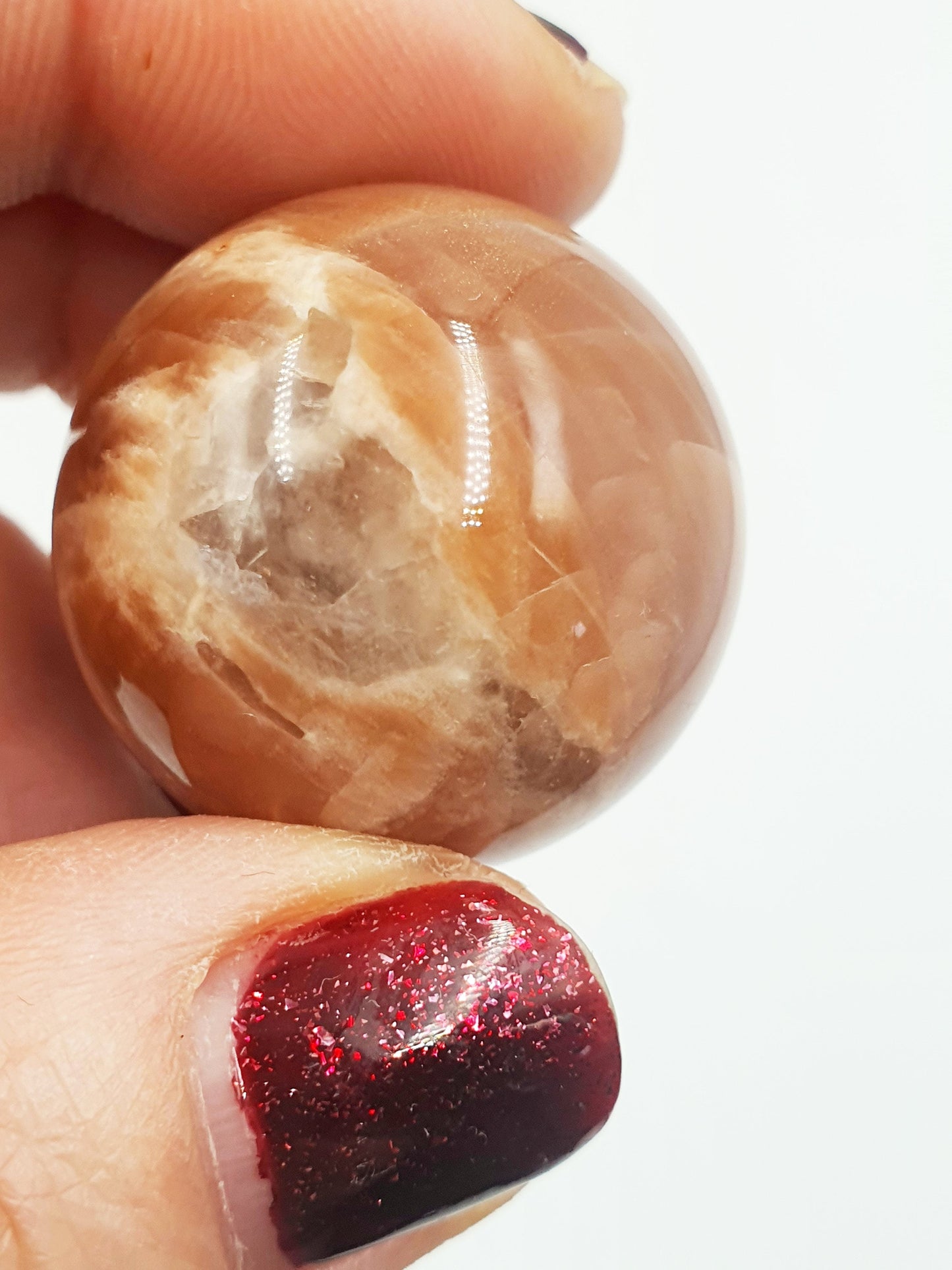 A Grade Flashy Peach Moonstone Crystal Sphere - 27.4mm