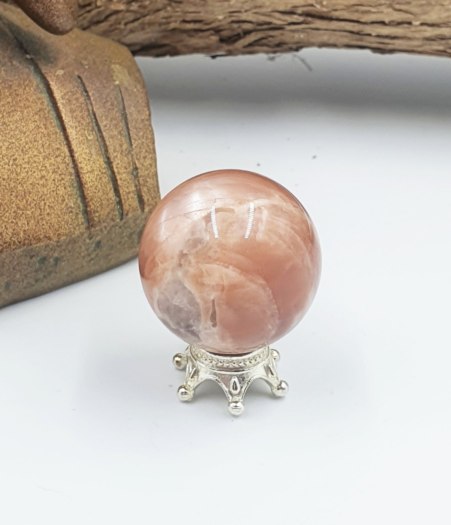 A Grade Flashy Peach Moonstone Crystal Sphere - 27.4mm