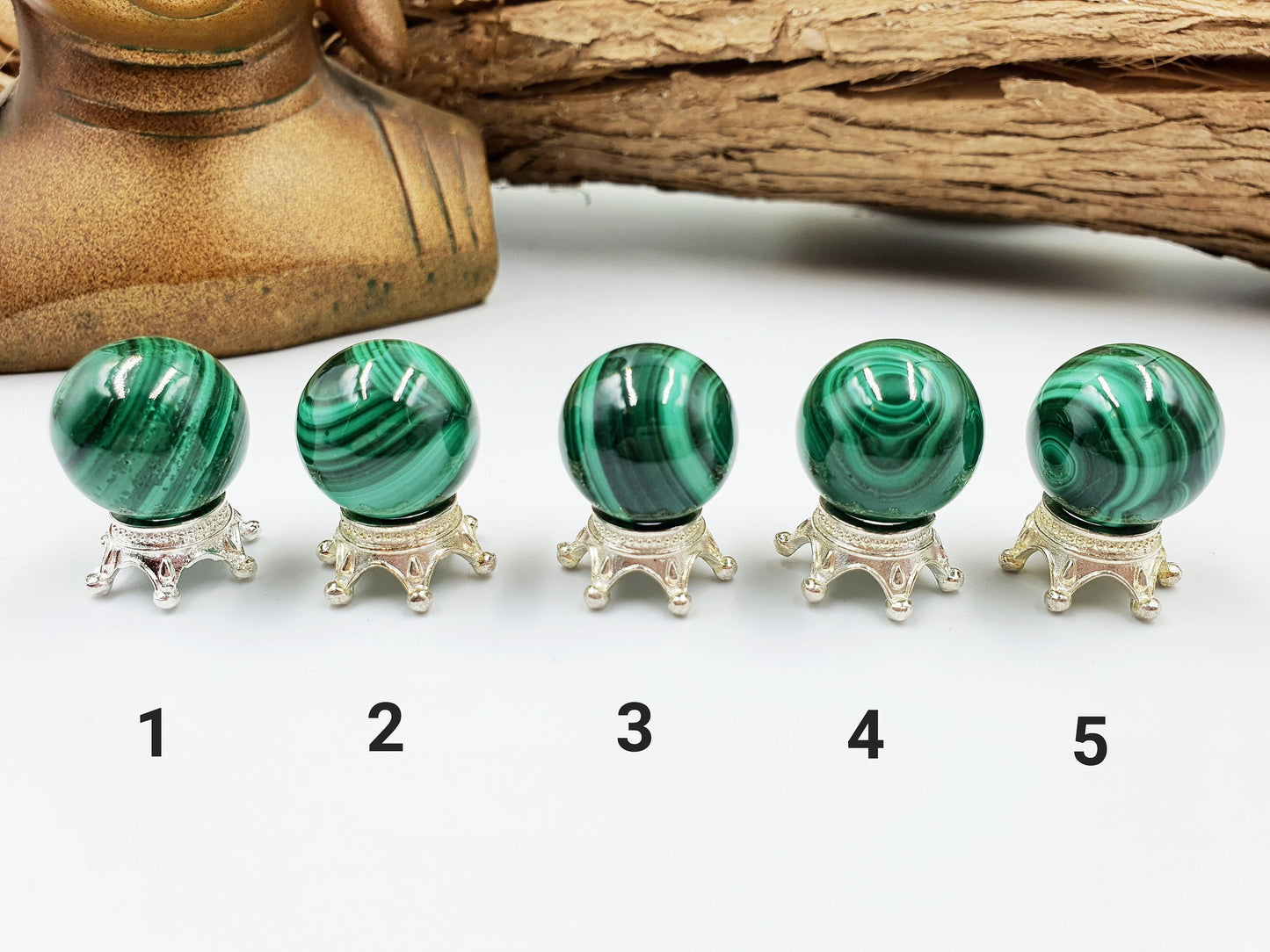 Natural Malachite Mini Crystal Sphere (A Grade) - you choose your favourite