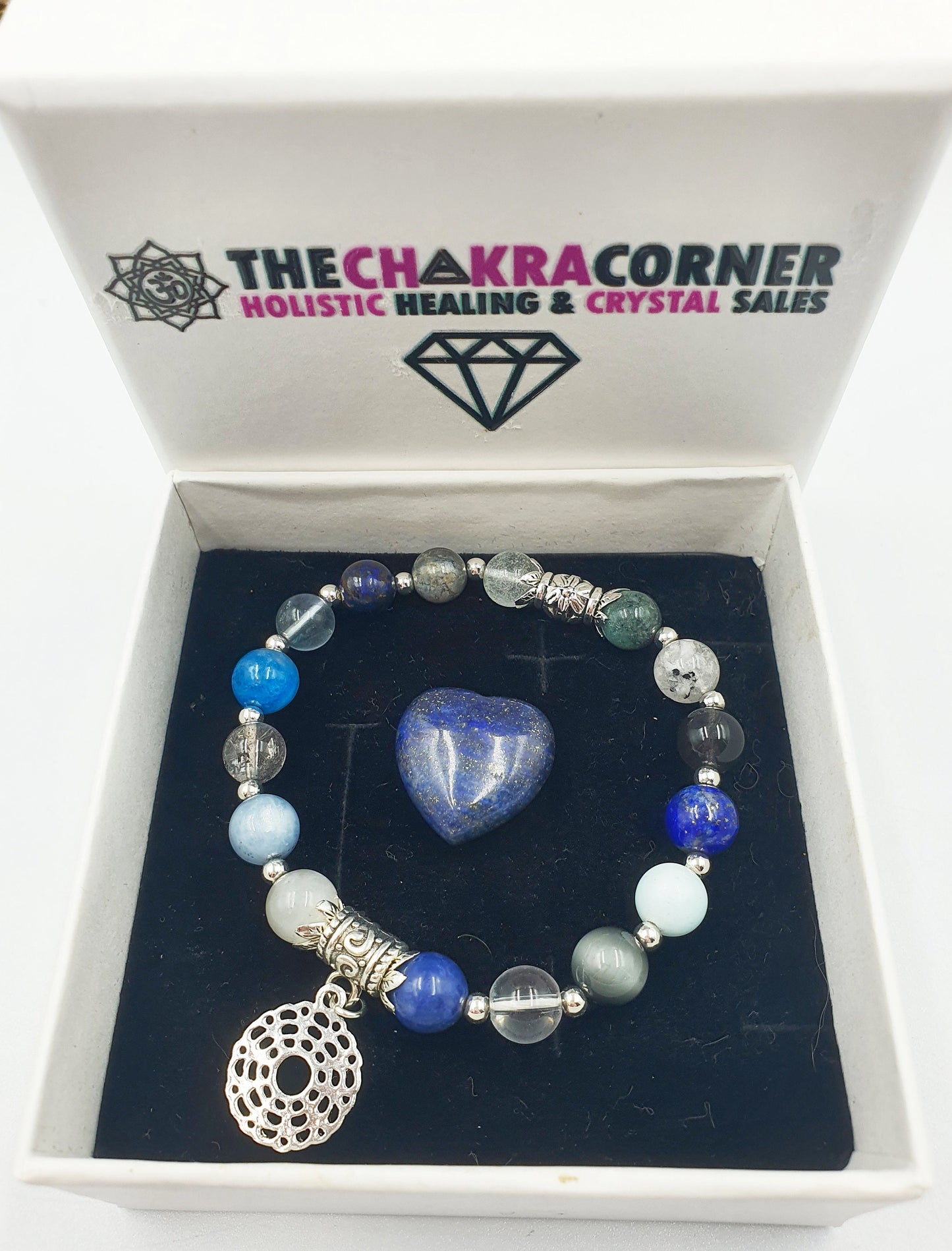 Spiritual Development Support Crystal Healing Bracelet with Chakra Charm (with 16 different crystals)