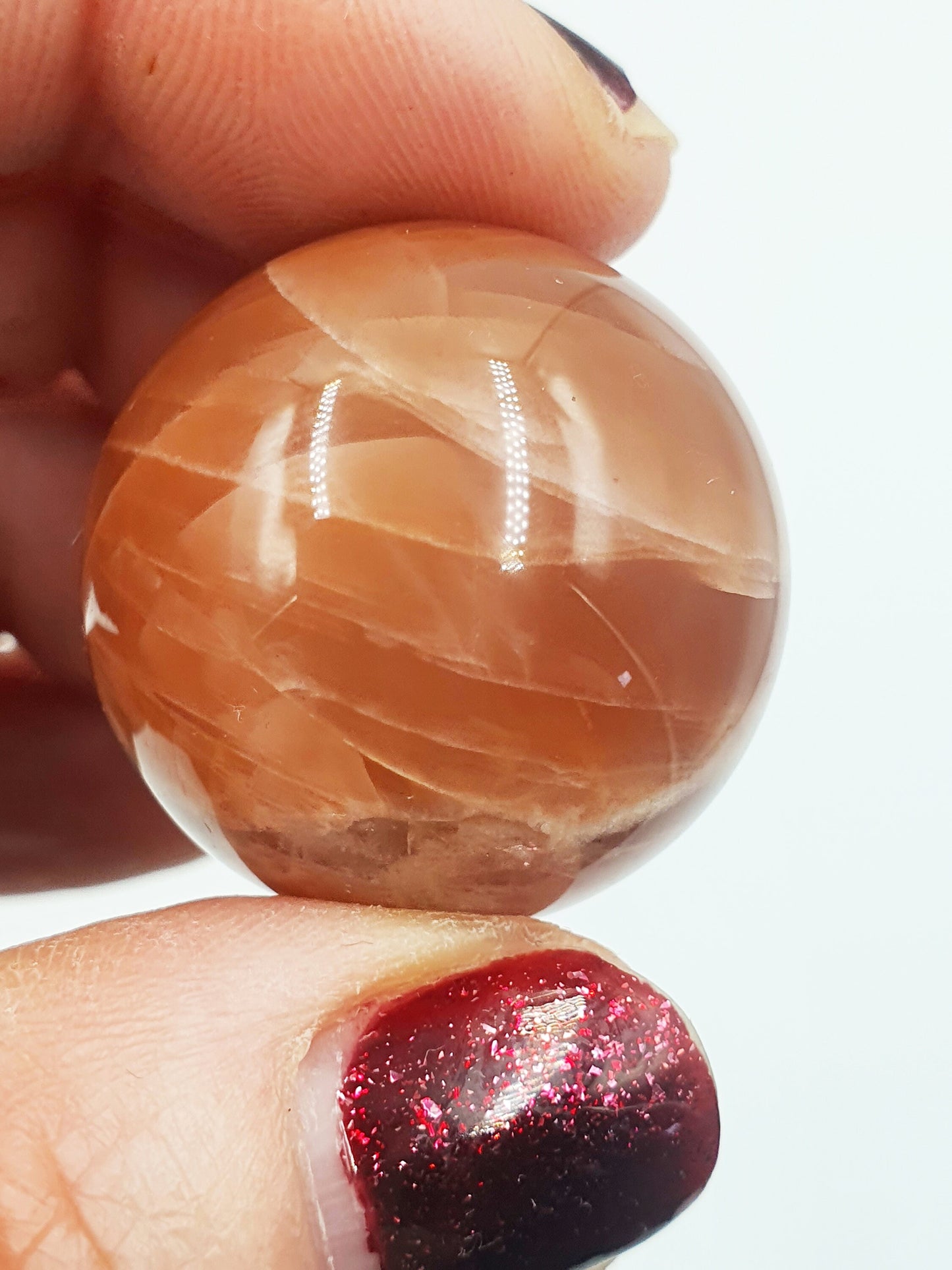 A Grade Flashy Peach Moonstone Crystal Sphere - 27.4mm