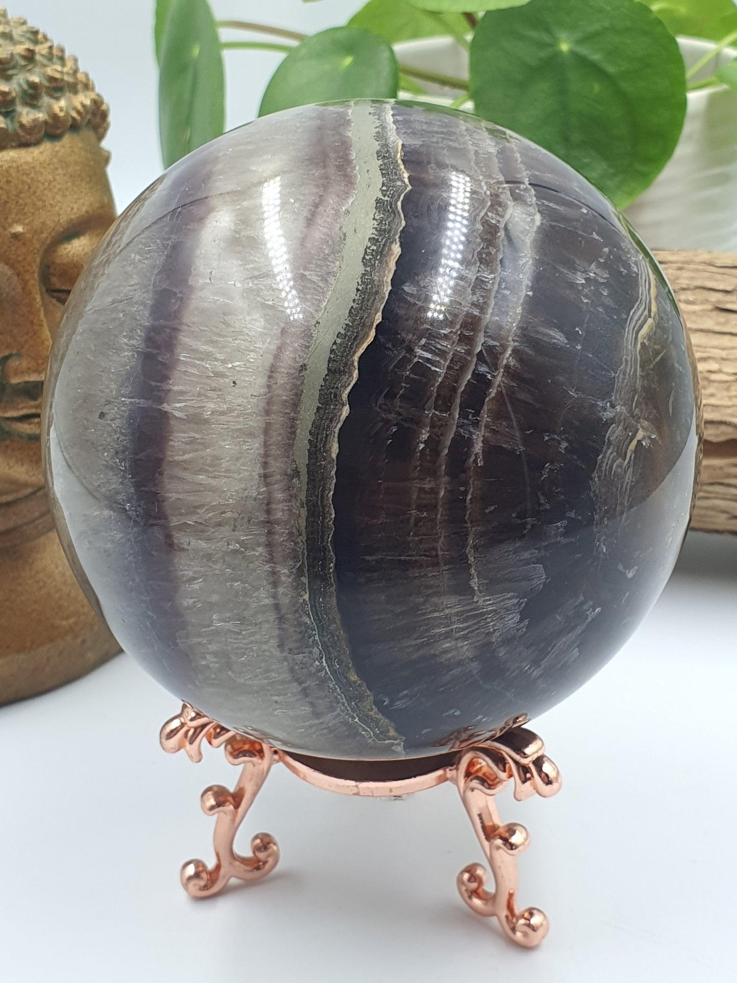 Fluorite & Pyrite Crystal Sphere - 102mm