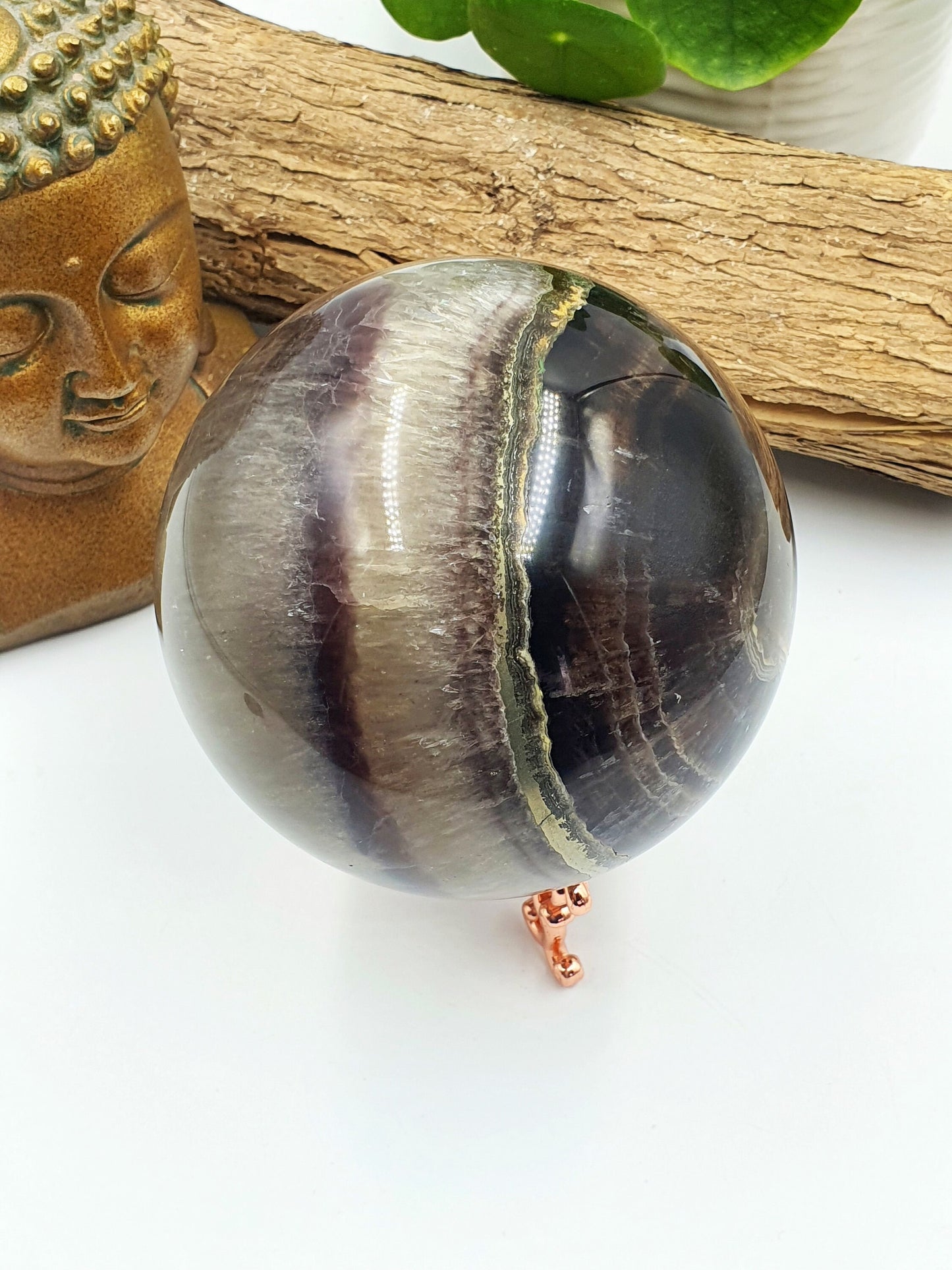 Fluorite & Pyrite Crystal Sphere - 102mm