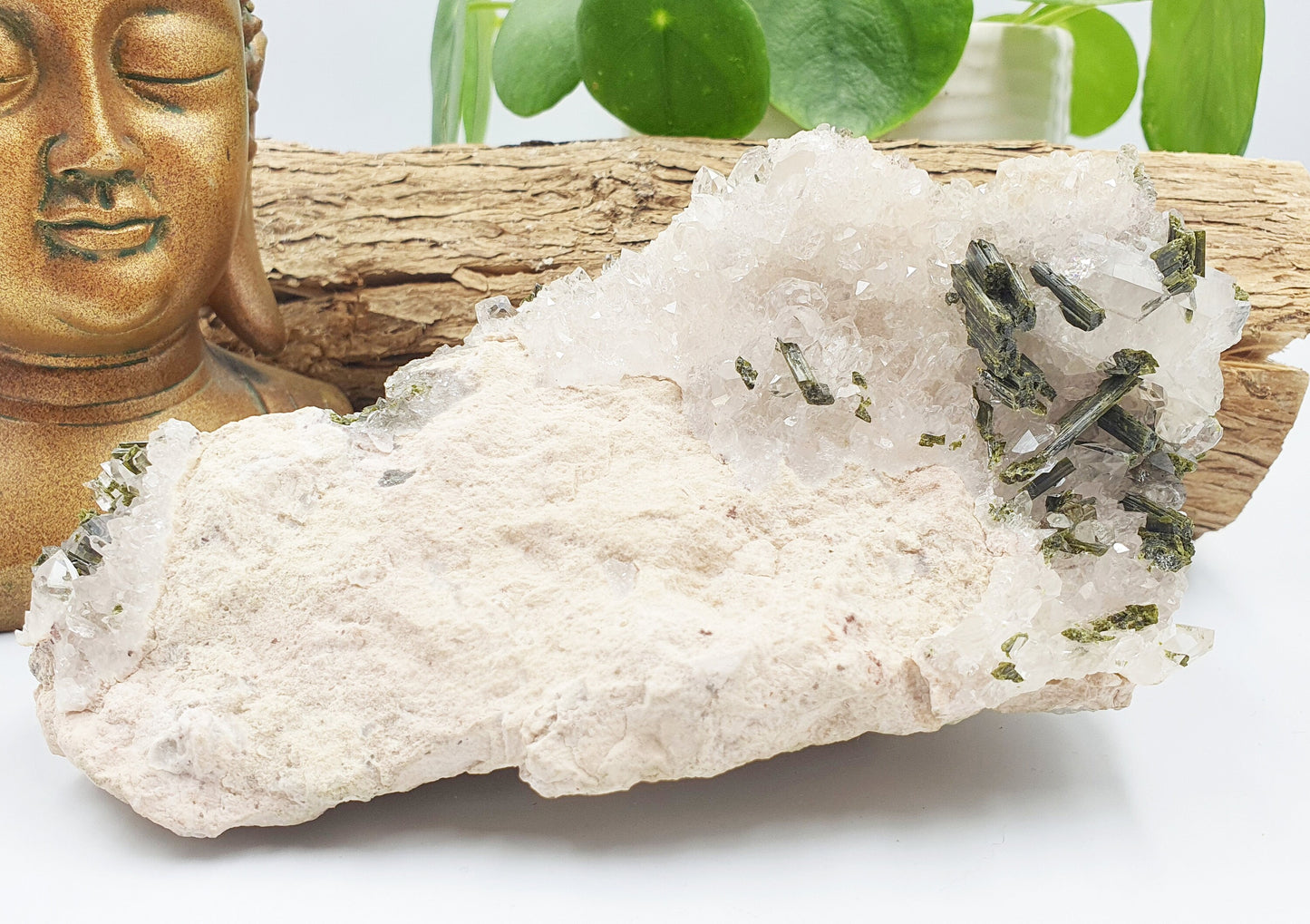 Large Sparkly Epidote & Quartz Raw Crystal Specimen - 731g