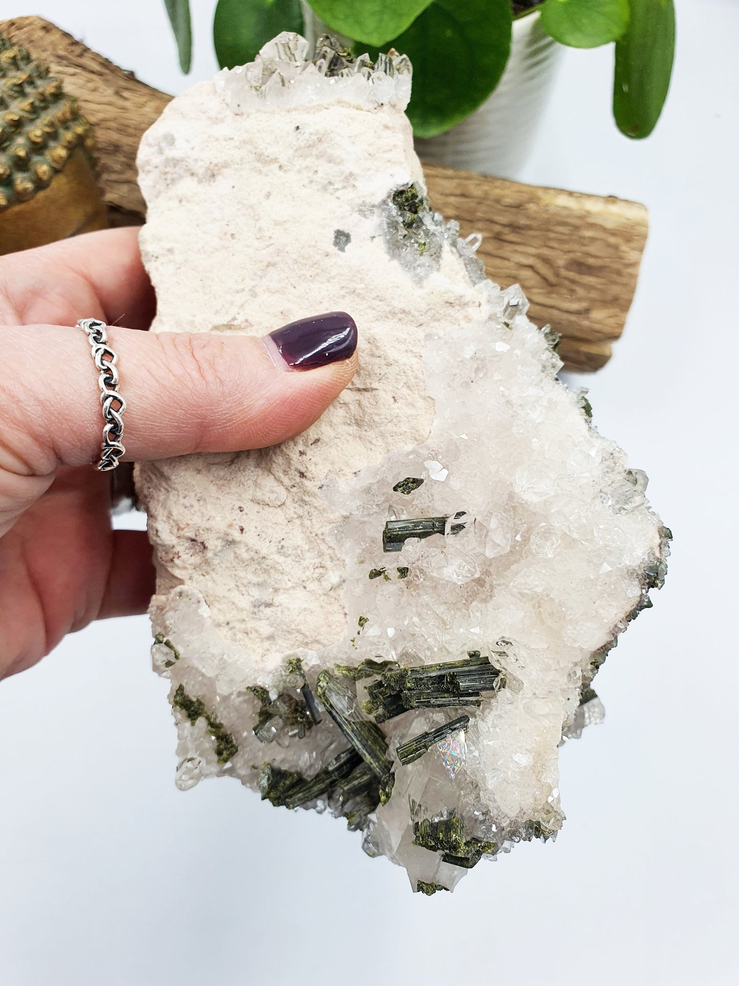 Large Sparkly Epidote & Quartz Raw Crystal Specimen - 731g