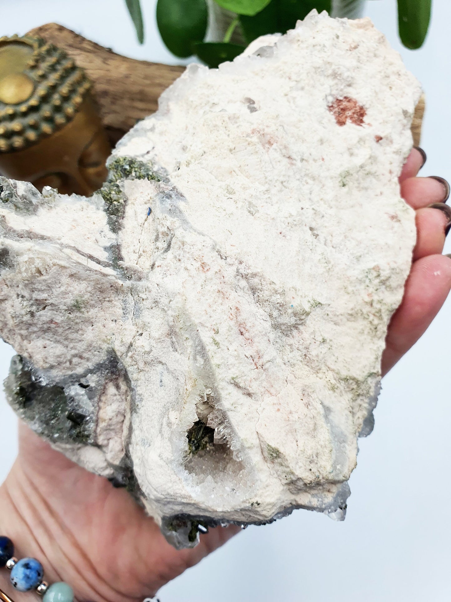 Large Sparkly Epidote & Quartz Raw Crystal Specimen - 731g