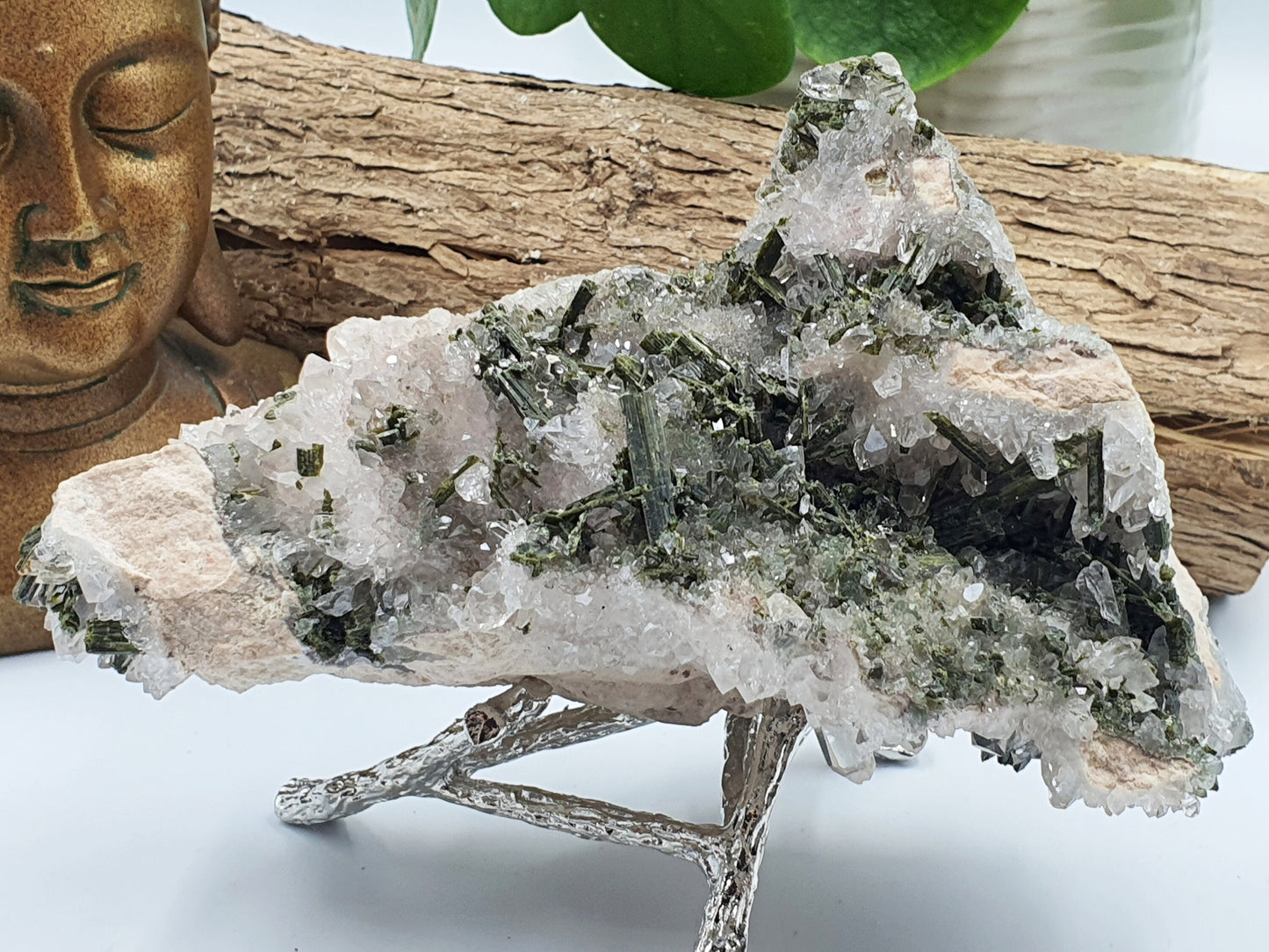 Large Sparkly Epidote & Quartz Raw Crystal Specimen - 731g