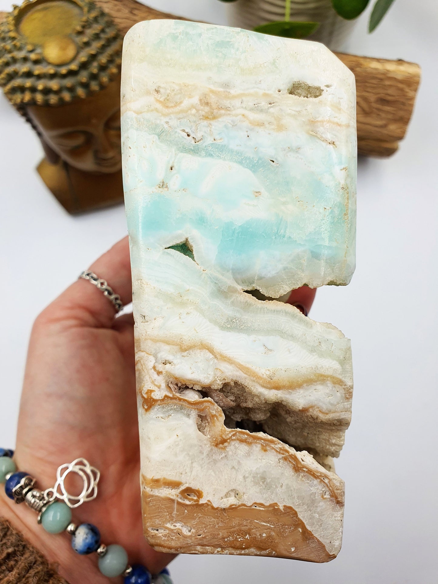 Caribbean Calcite Crystal Natural Freeform Specimen - 1109g