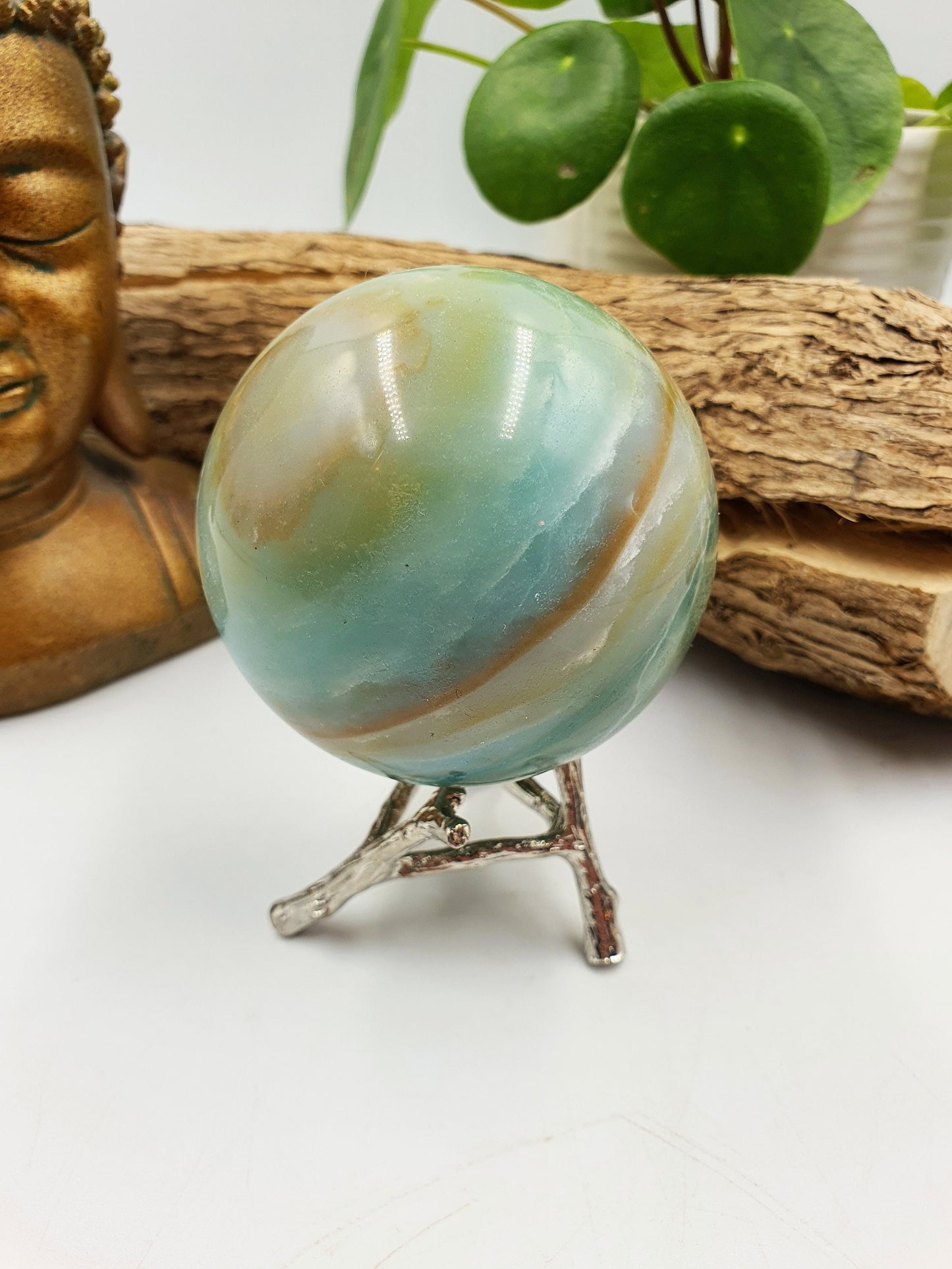 Caribbean Calcite Crystal Sphere - 67mm