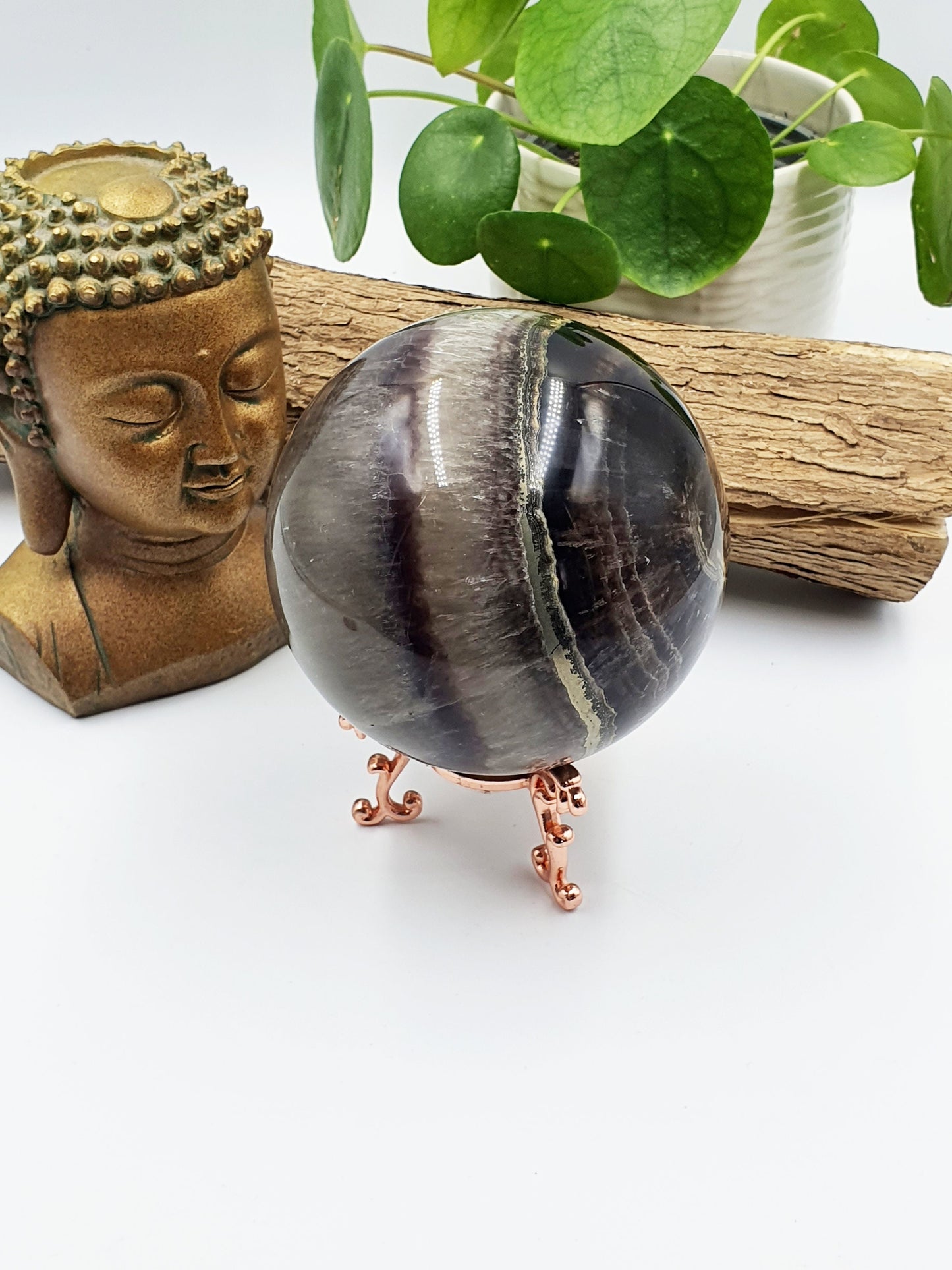 Fluorite & Pyrite Crystal Sphere - 102mm