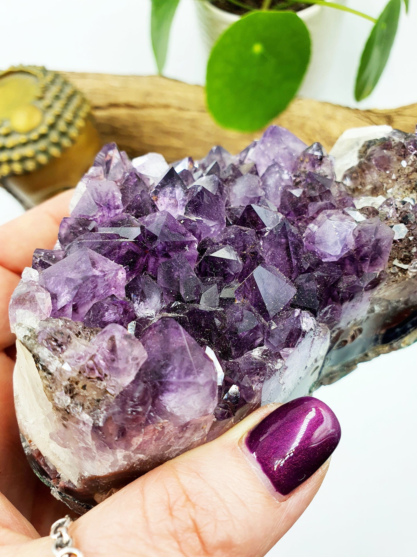Amethyst Natural Crystal Cluster with rainbow flashes - 672g