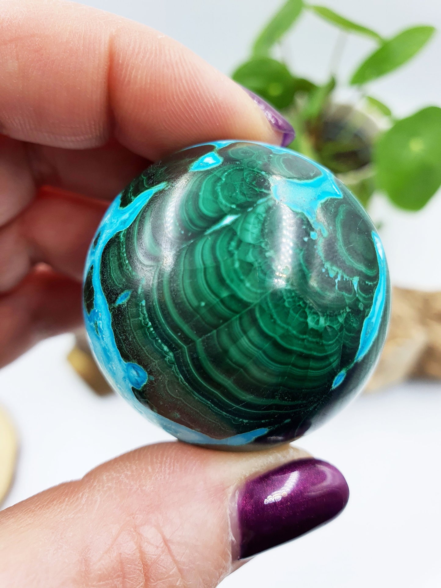 Chrysocolla and Malachite Crystal Sphere