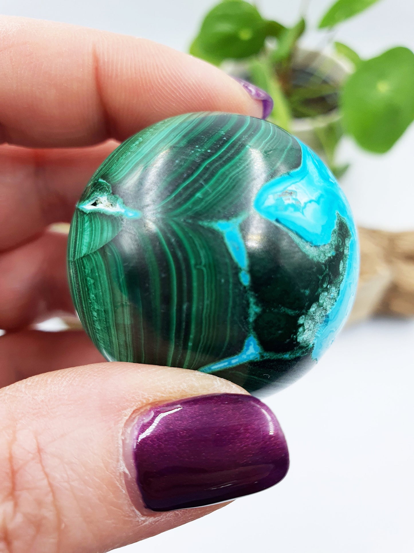 Chrysocolla and Malachite Crystal Sphere