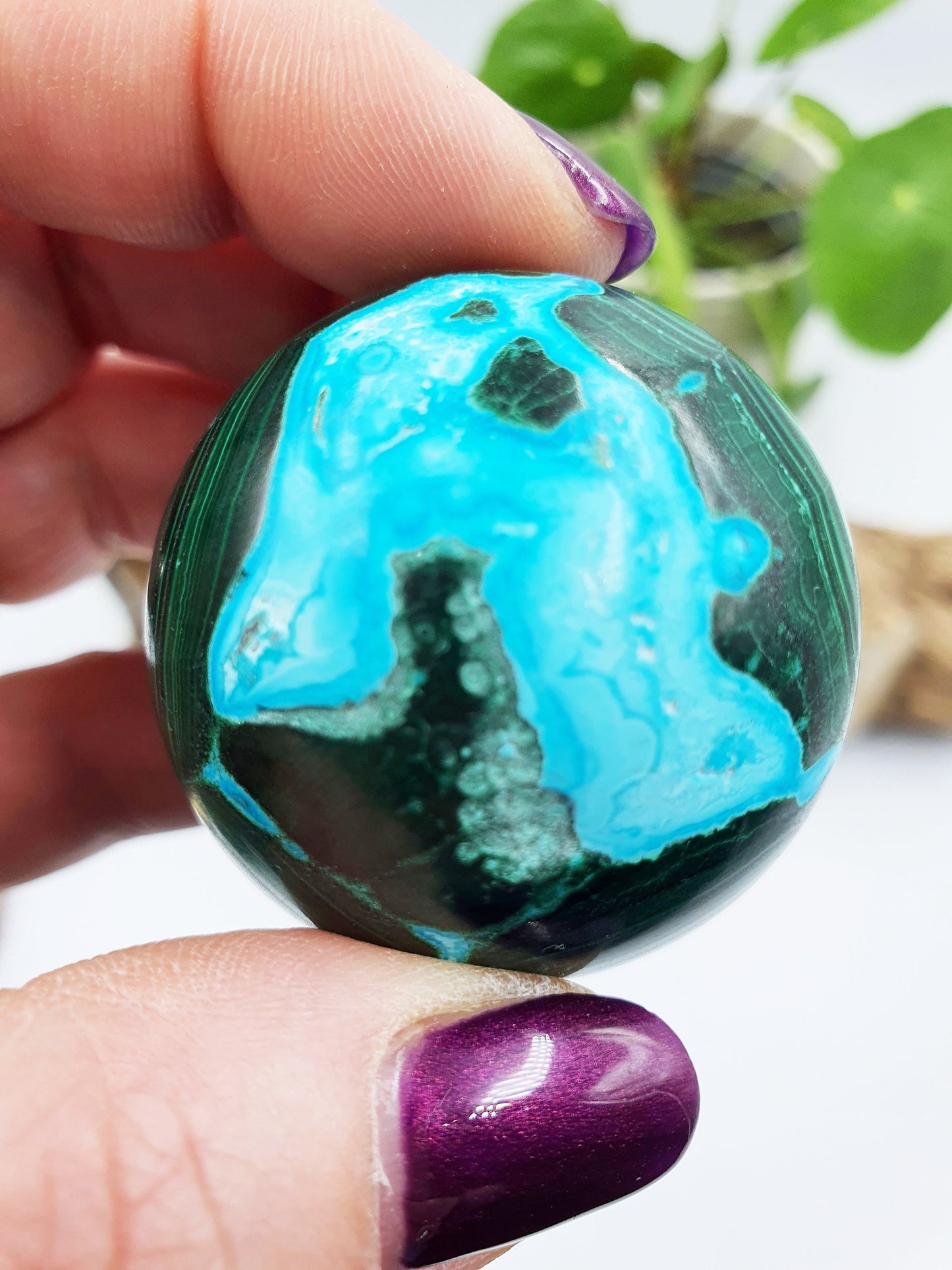 Chrysocolla and Malachite Crystal Sphere