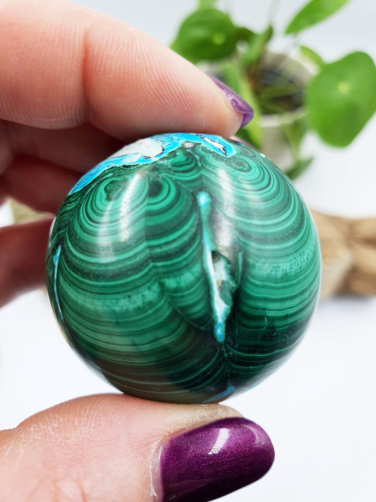 Chrysocolla and Malachite Crystal Sphere