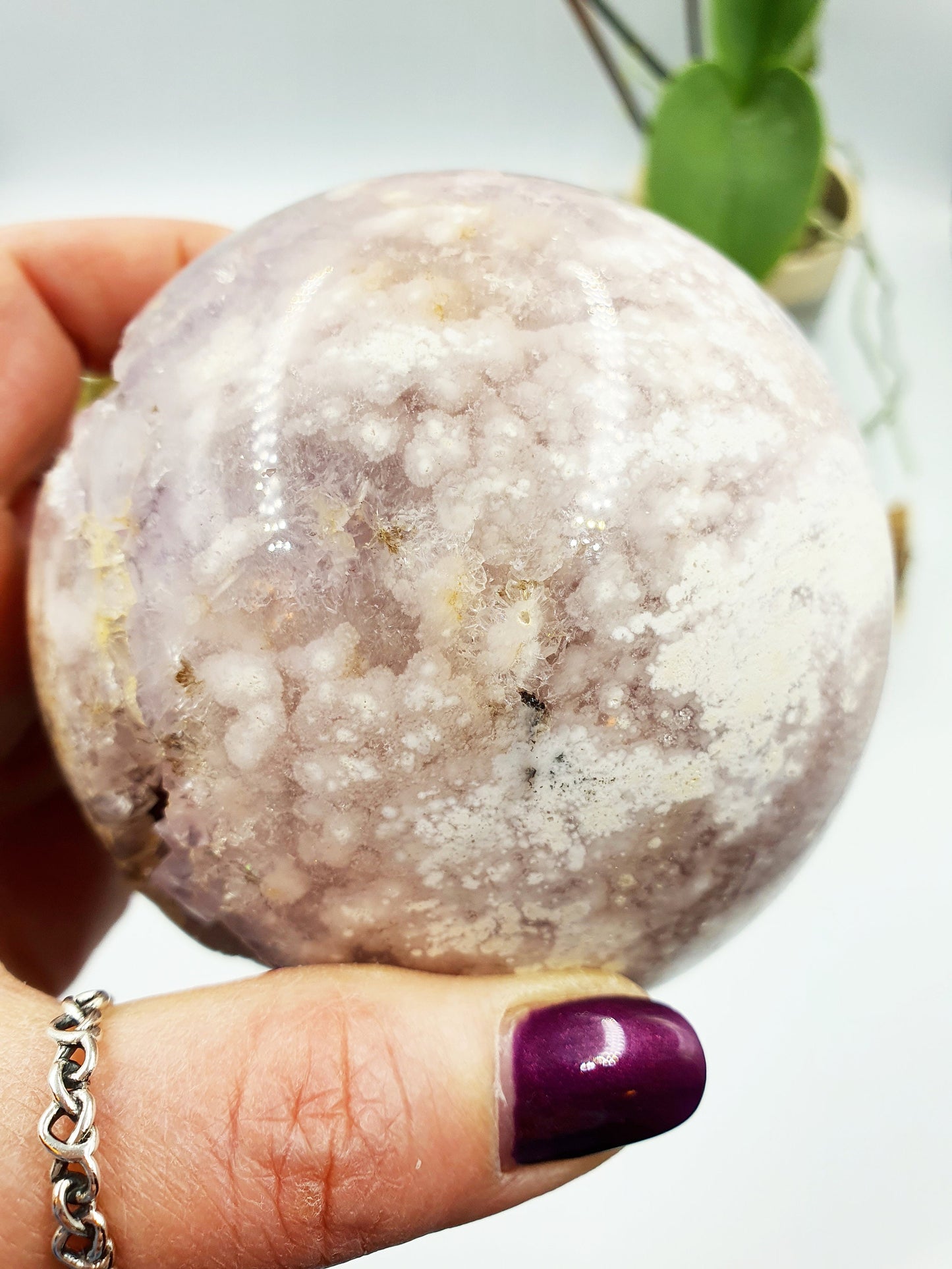 Pink Amethyst Crystal Sphere with druzy