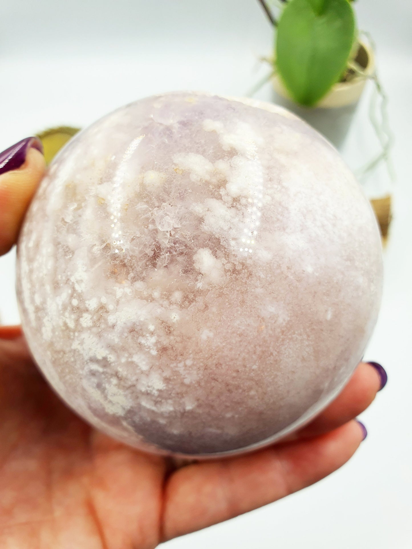 Pink Amethyst Crystal Sphere with druzy