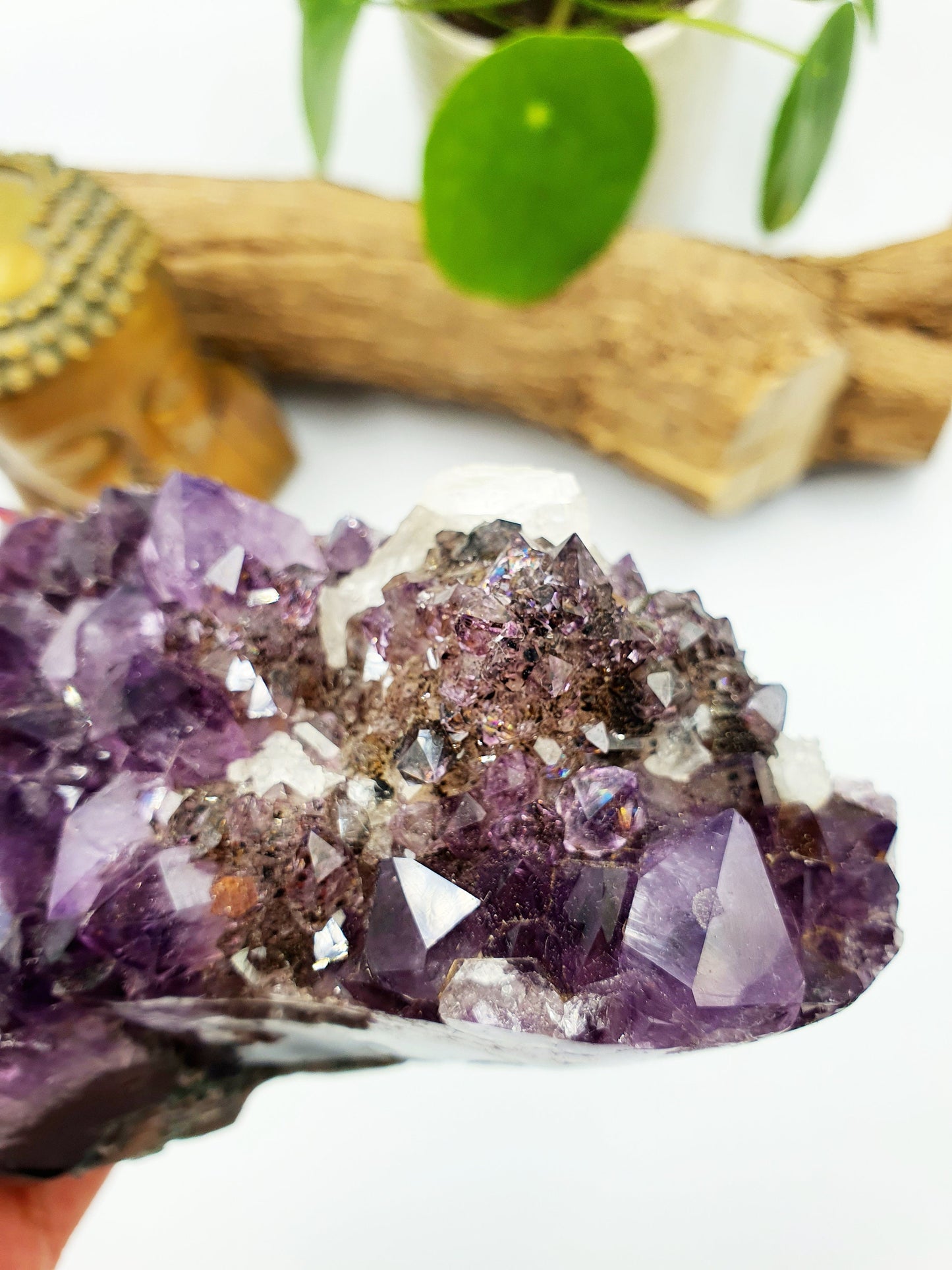 Amethyst Natural Crystal Cluster with rainbow flashes - 672g