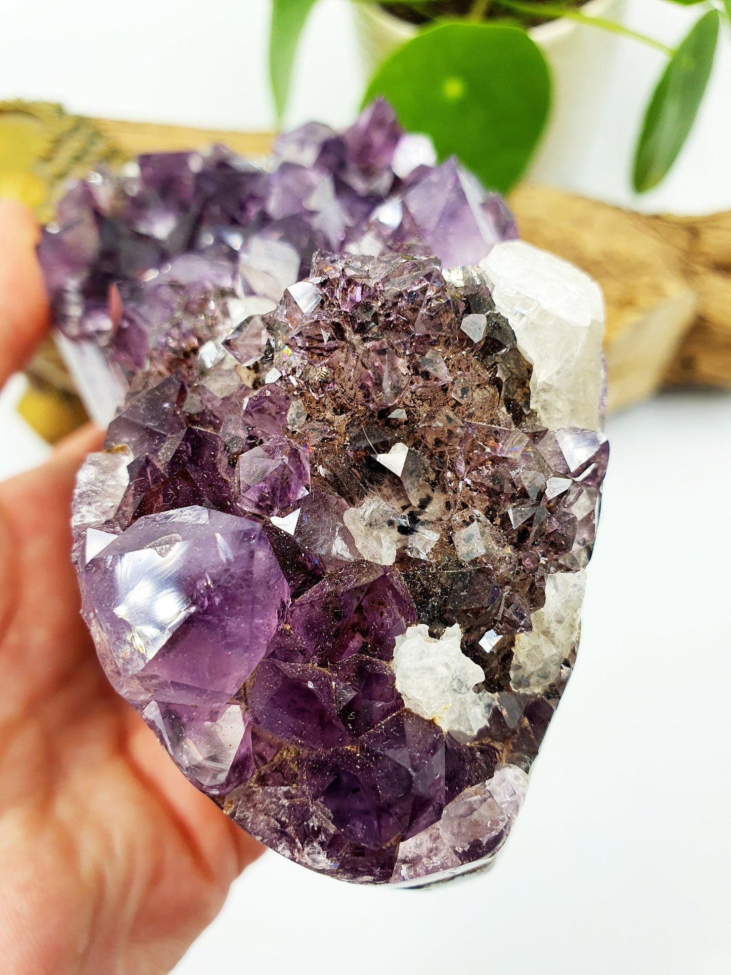 Amethyst Natural Crystal Cluster with rainbow flashes - 672g