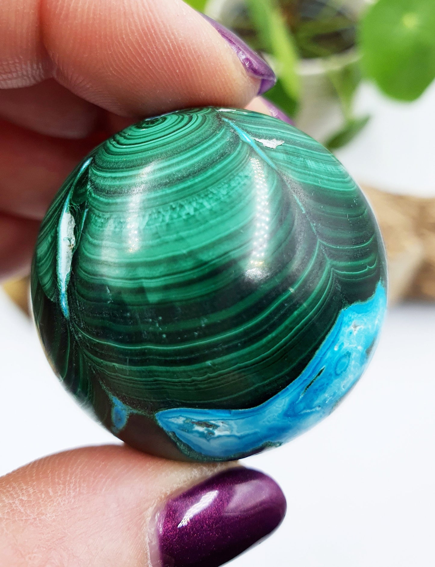 Chrysocolla and Malachite Crystal Sphere