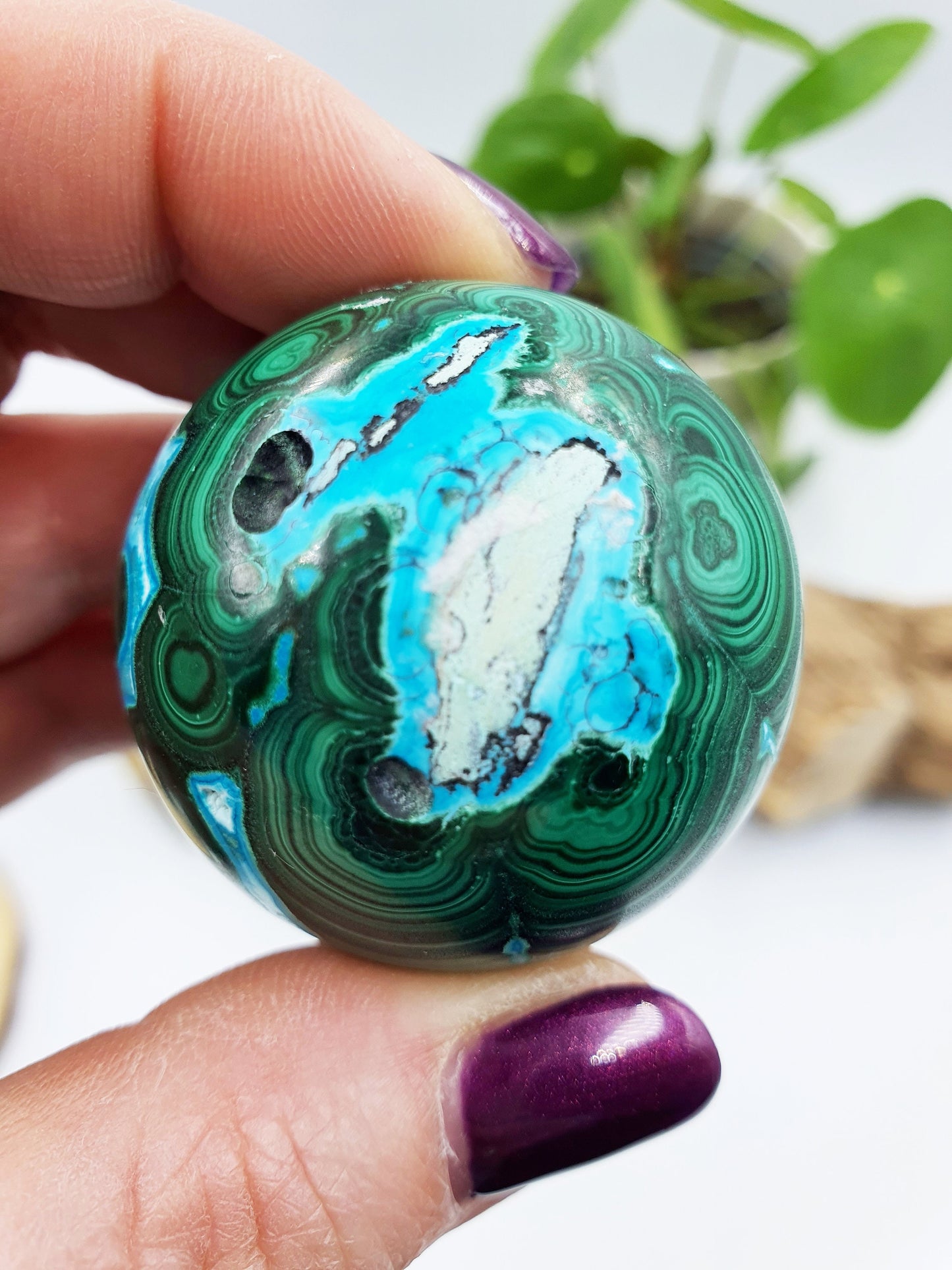 Chrysocolla and Malachite Crystal Sphere