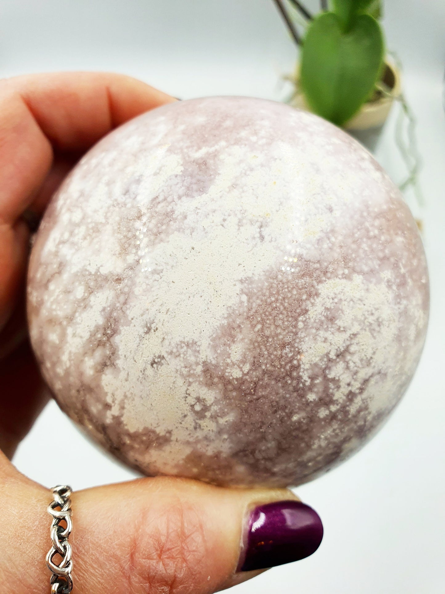 Pink Amethyst Crystal Sphere with druzy