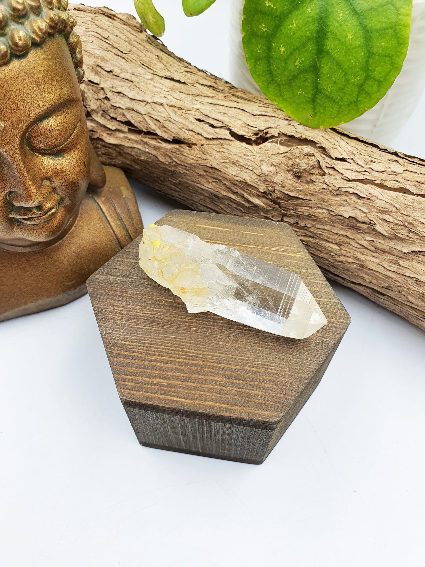 Lemurian Quartz Cluster Point with rainbow