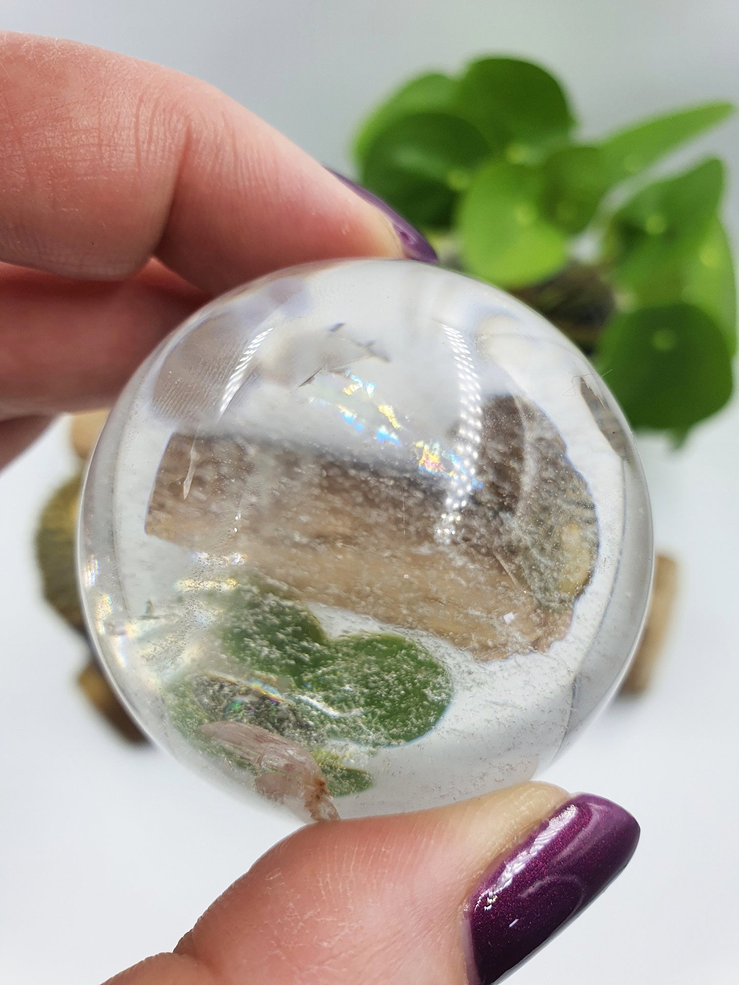 A Grade Clear Quartz Crystal Sphere - High Quality Transparent Quartz Sphere with Rainbows - Spherical Natural Quartz- 49mm