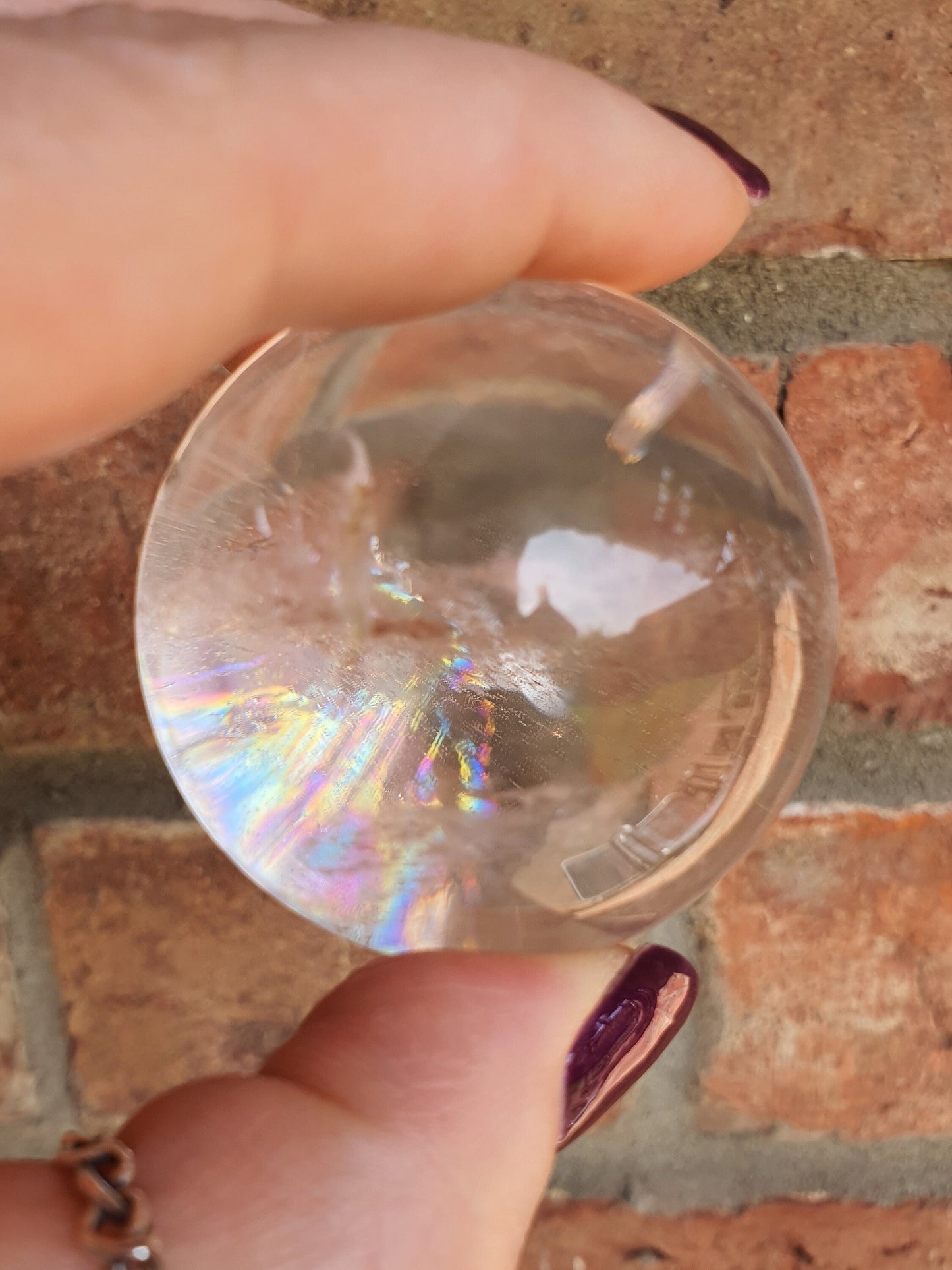 A Grade Clear Quartz Crystal Sphere - High Quality Transparent Quartz Sphere with Rainbows - Spherical Natural Quartz- 49mm