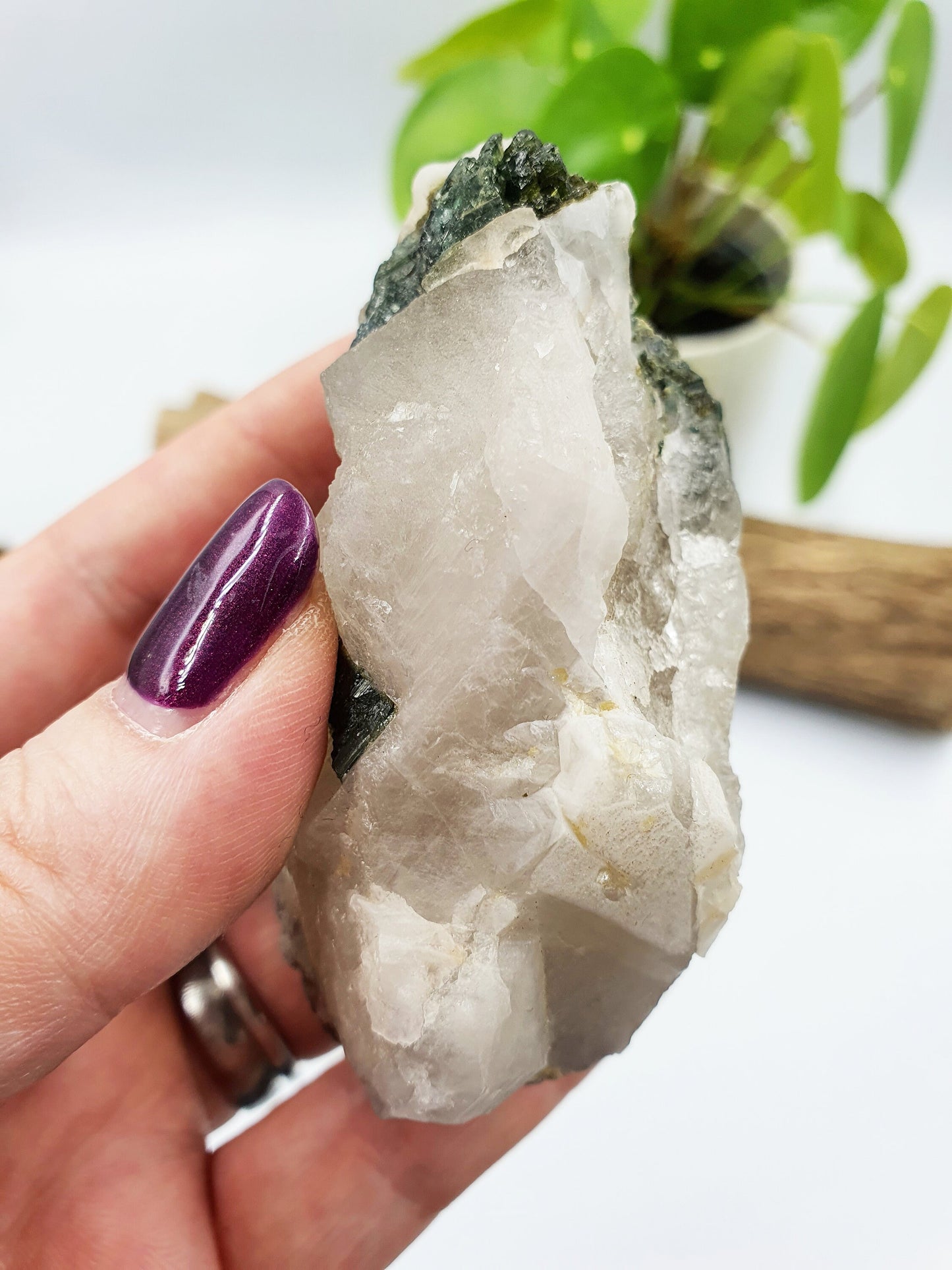 Raw Green Tourmaline and Purple Mica Specimen