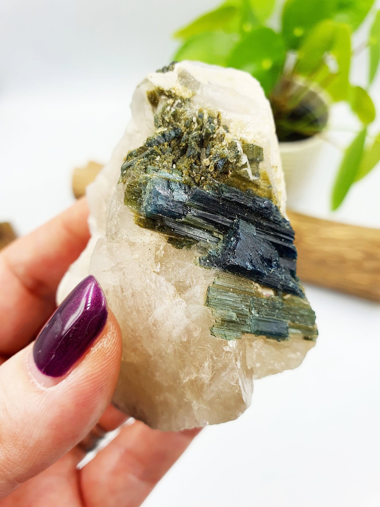 Raw Green Tourmaline and Purple Mica Specimen